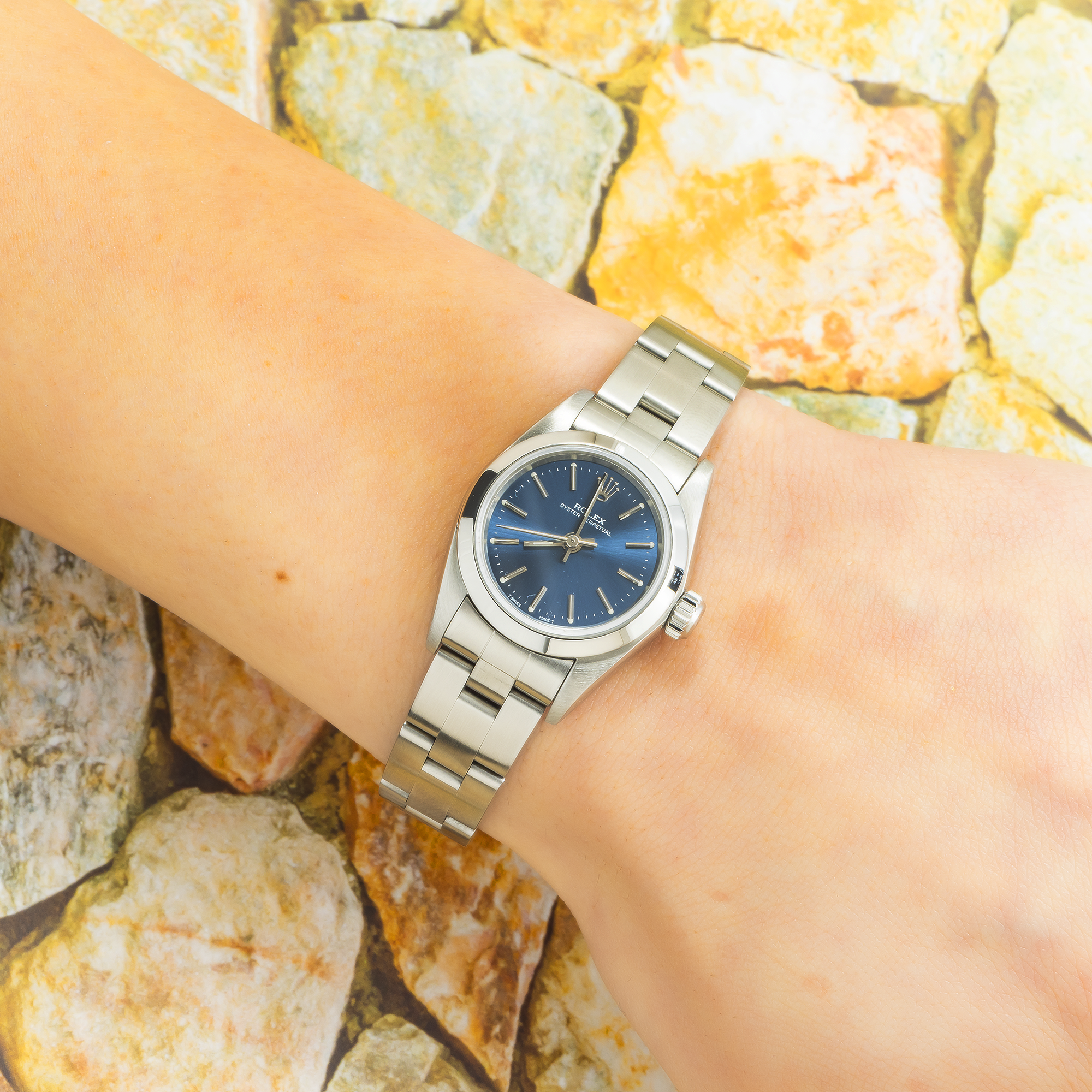 Rolex Oyster Perpetual 67180 24MM Blue Dial With Stainless Steel Oyster Bracelet