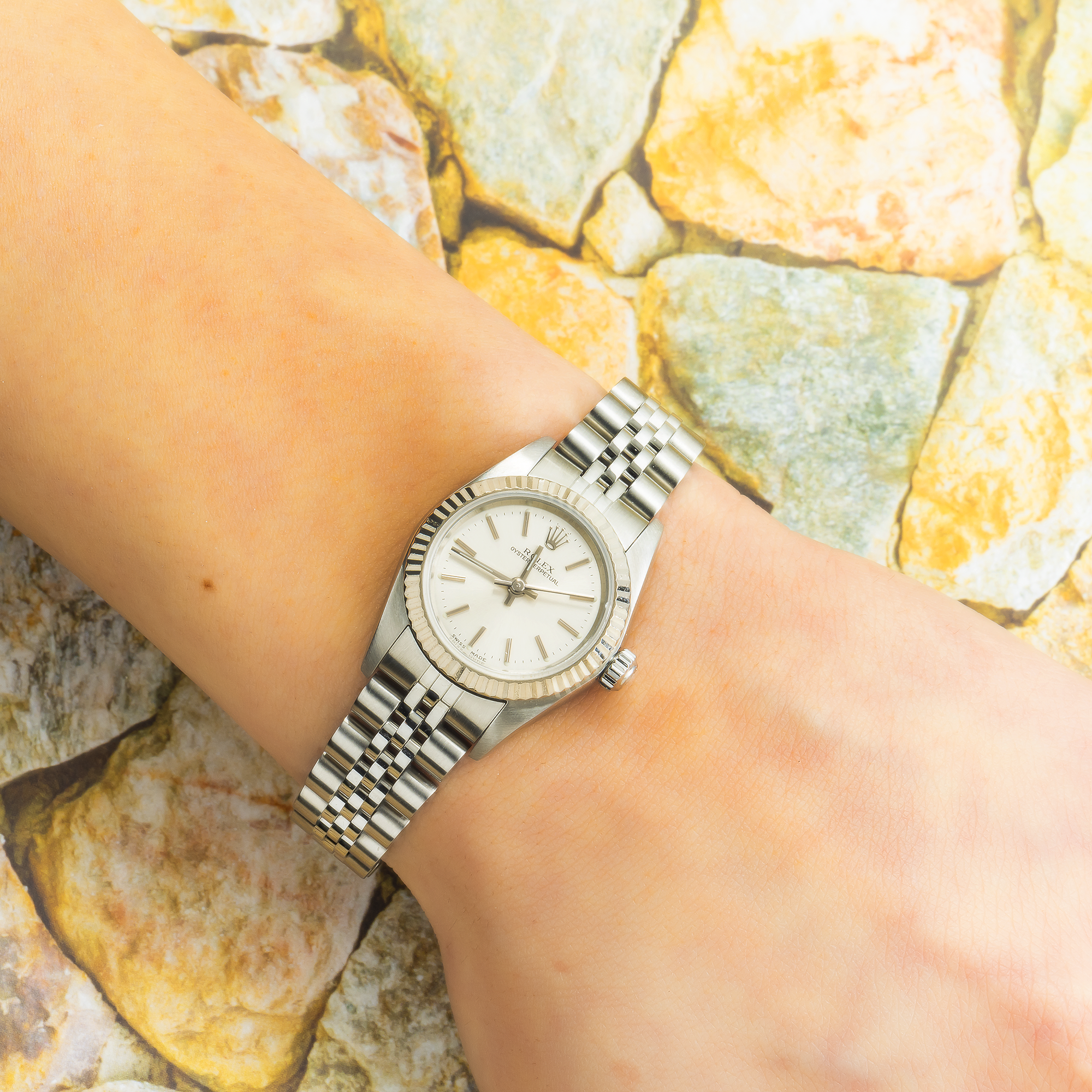 Rolex Oyster Perpetual 76094 26MM White Dial With Stainless Steel Jubilee Bracelet