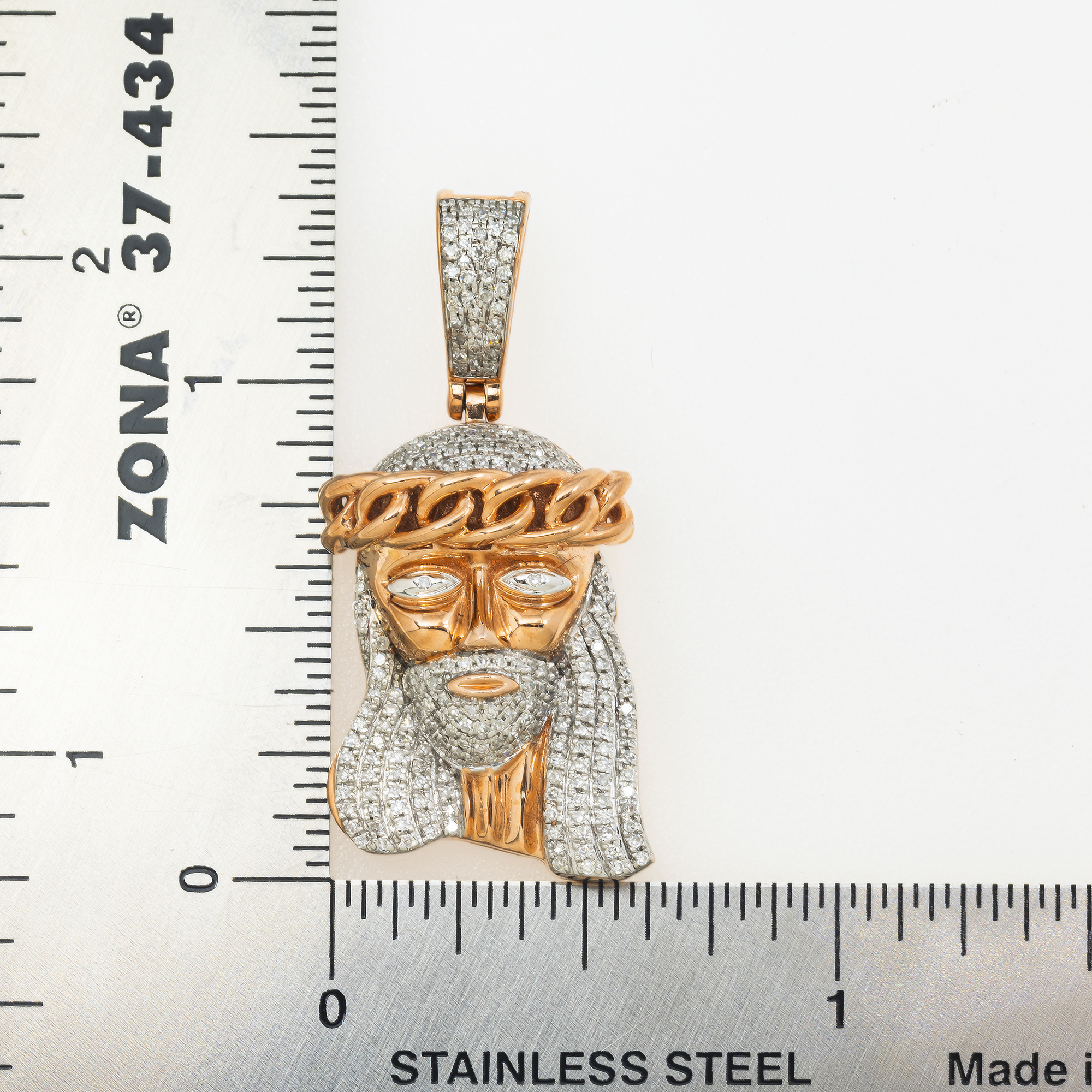 10K GOLD DIAMIND MIAMI CUBAN JESUS HEAD PENDANT 0.40 CT