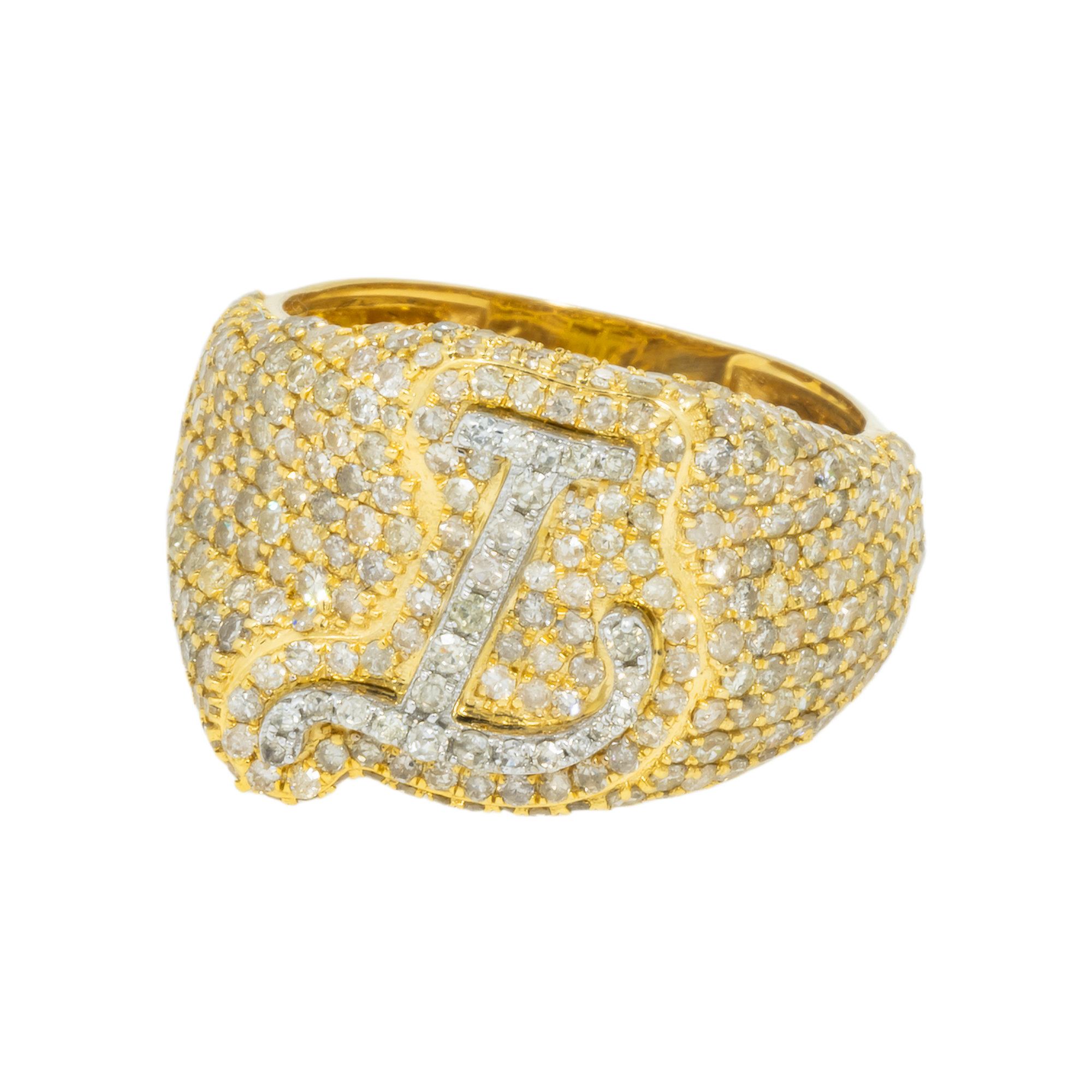 10K GOLD DIAMOND INITIAL LETTER L STATEMENT RING 2.75 CT