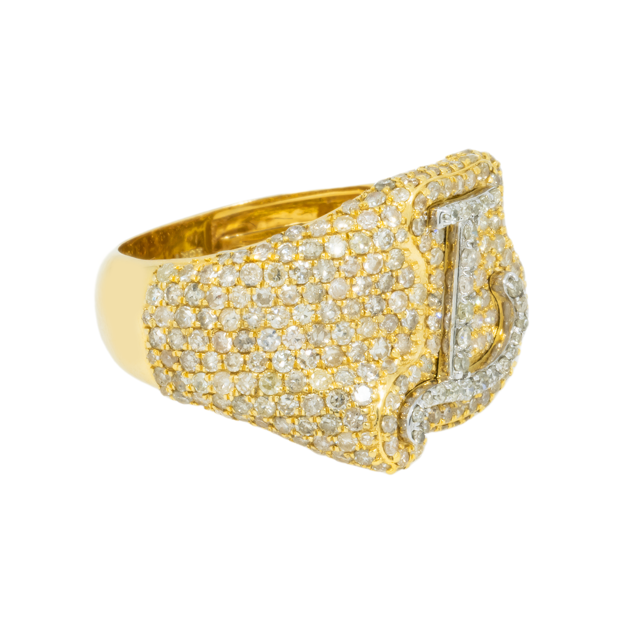 10K GOLD DIAMOND INITIAL LETTER L STATEMENT RING 2.75 CT