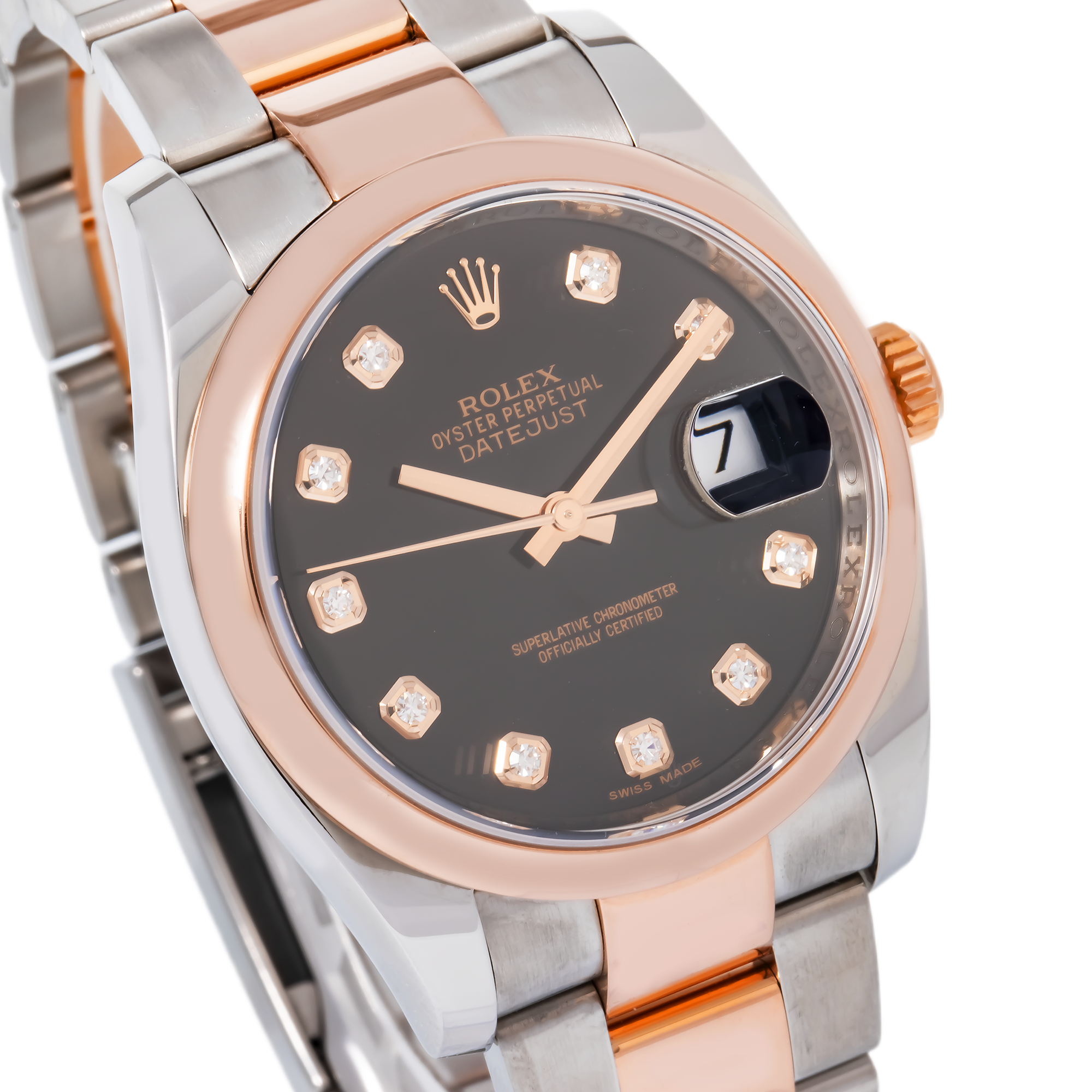 ROLEX DATEJUST 116201 36MM BLACK DIAMOND DIAL WITH TWO TONE OYSTER BRACELET