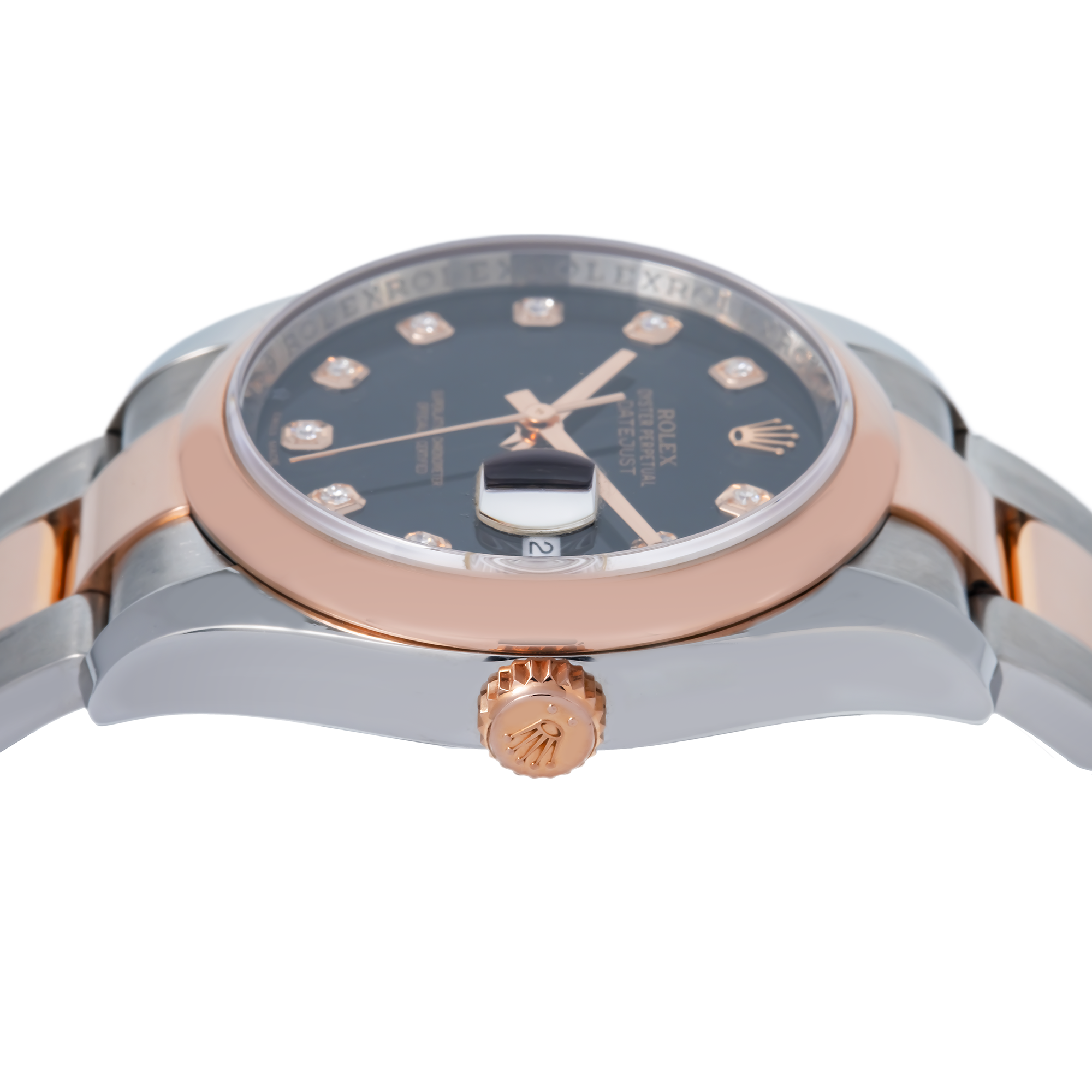 ROLEX DATEJUST 116201 36MM BLACK DIAMOND DIAL WITH TWO TONE OYSTER BRACELET