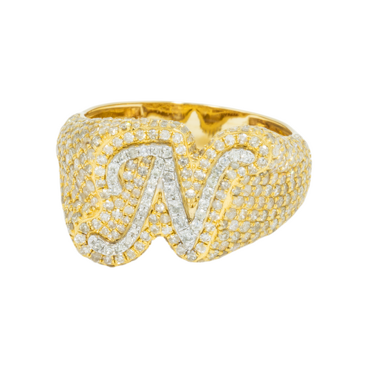 10K GOLD DIAMOND INITIAL LETTER N STATEMENT RING 2.90 CT