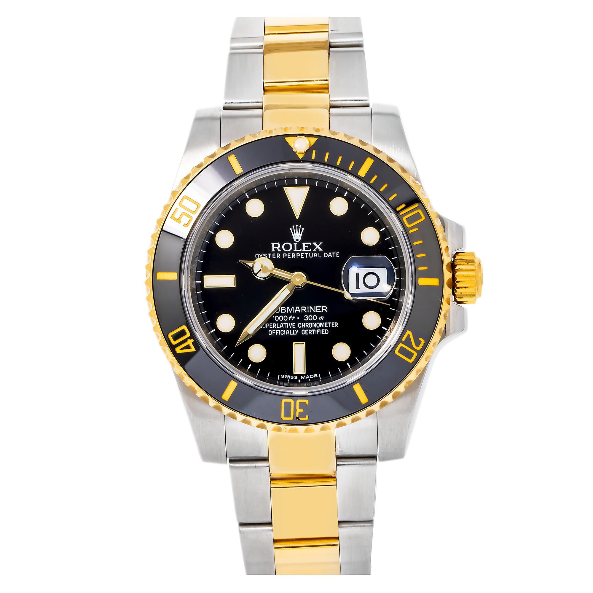ROLEX SUBMARINER DATE 116613LN 40MM BLACK DIAL WITH TWO TONE BRACELET