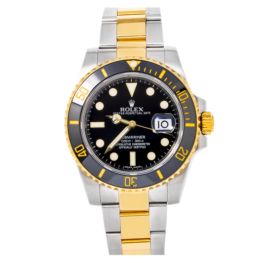 ROLEX SUBMARINER DATE 116613LN 40MM BLACK DIAL WITH TWO TONE BRACELET