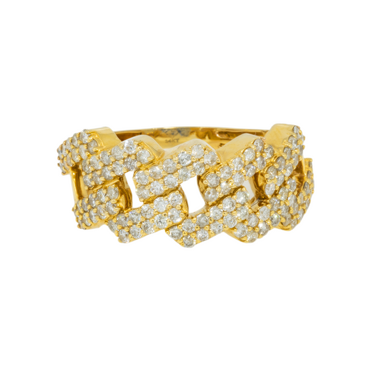 14K GOLD DIAMOND CUBAN LINK RING 2.16 CT