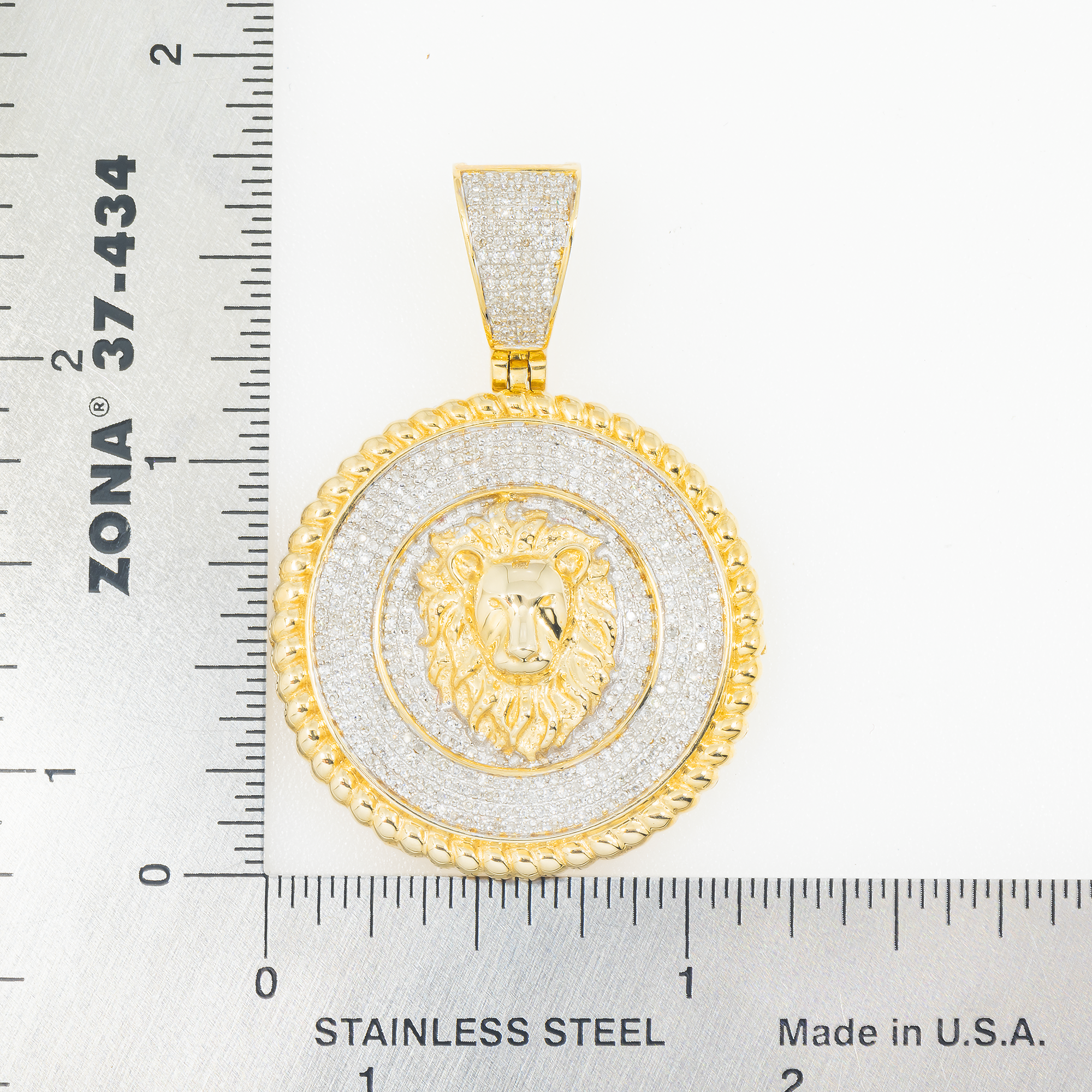 10K GOLD DIAMOND LION HEAD MEDALLION COIN PENDANT 0.80 CT