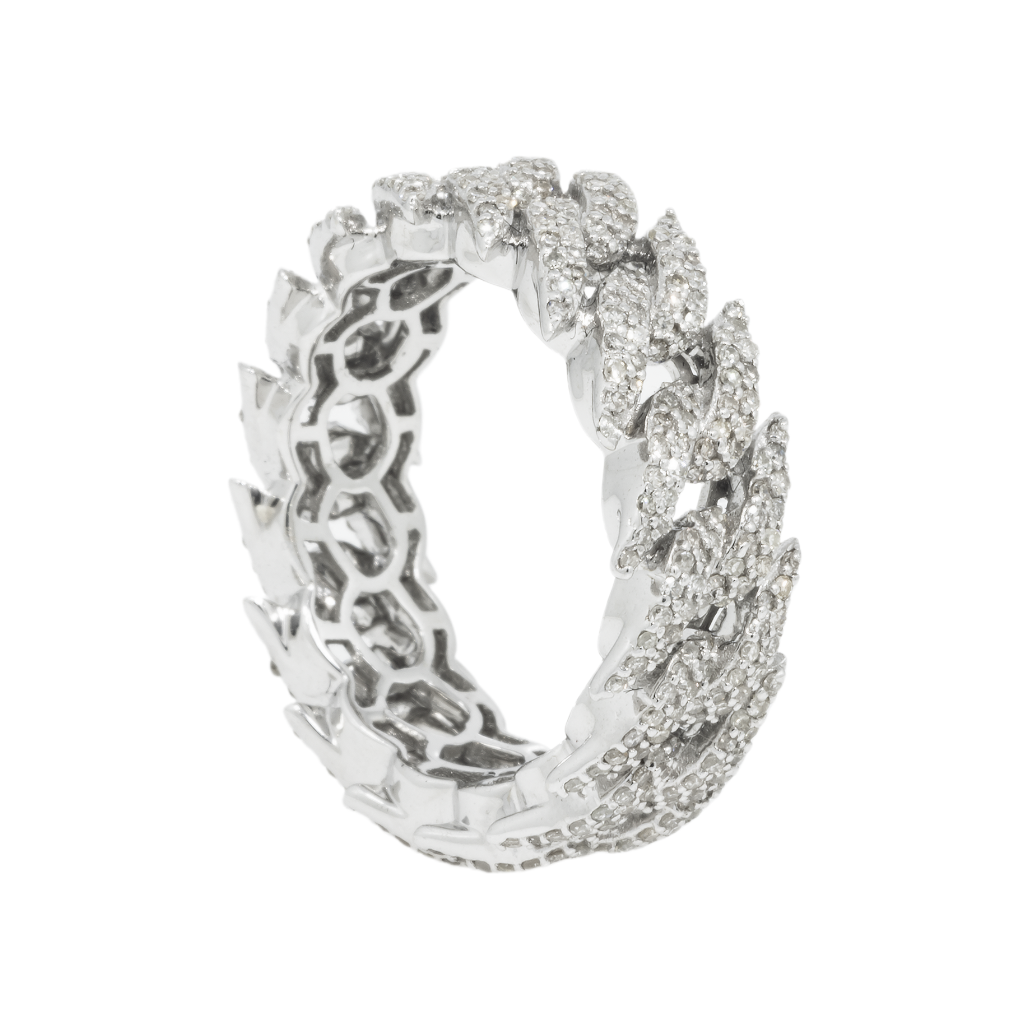 14K GOLD DIAMOND CUBAN LINK RING 1.95 CT