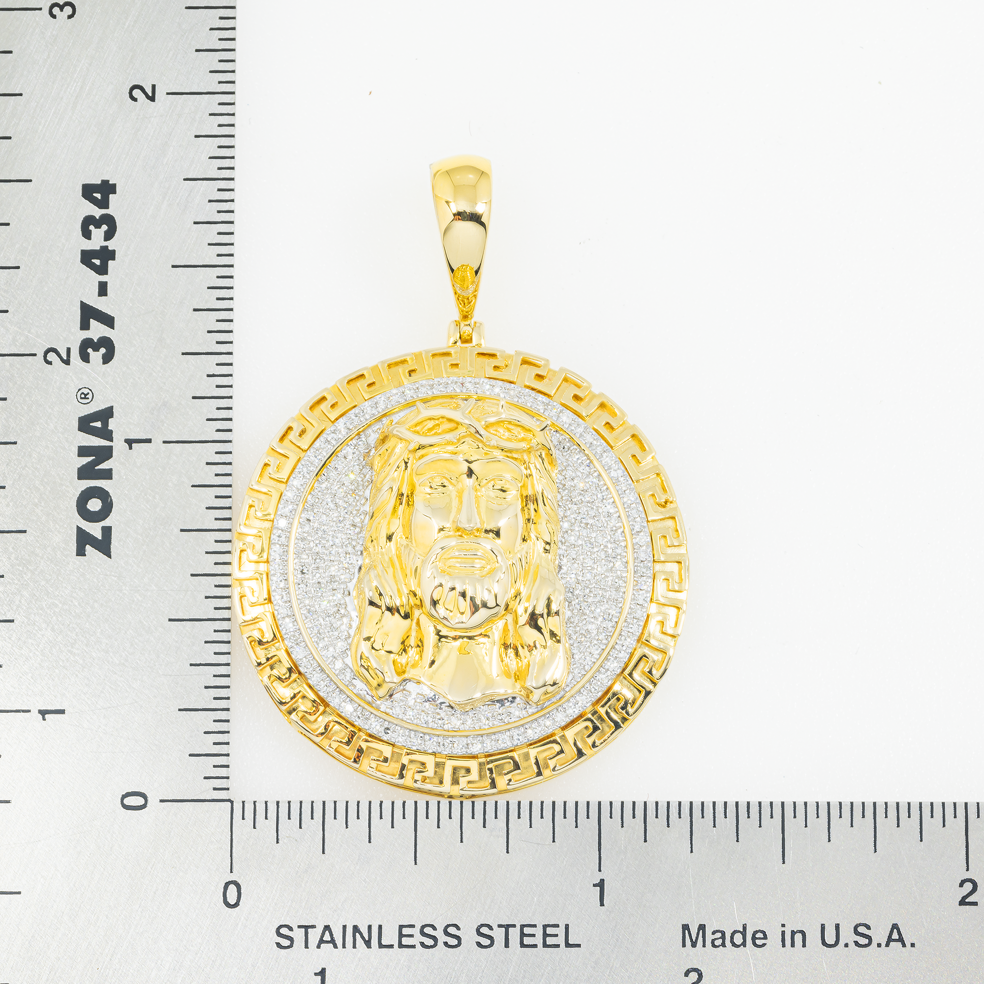 14K GOLD MICROPAVE DIAMOND JESUS HEAD MEDALLION PENDANT 0.45 CT