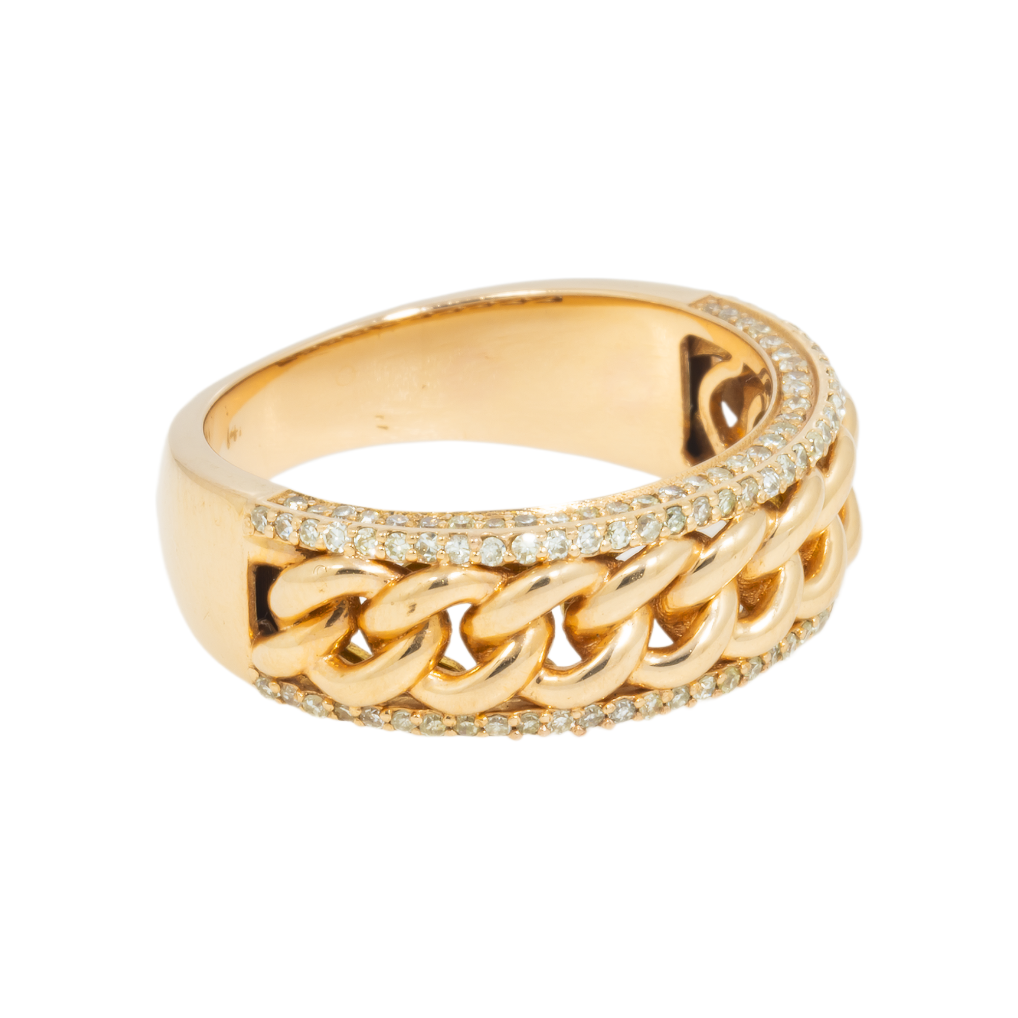 14K GOLD DIAMOND CUBAN LINK RING 0.75 CT