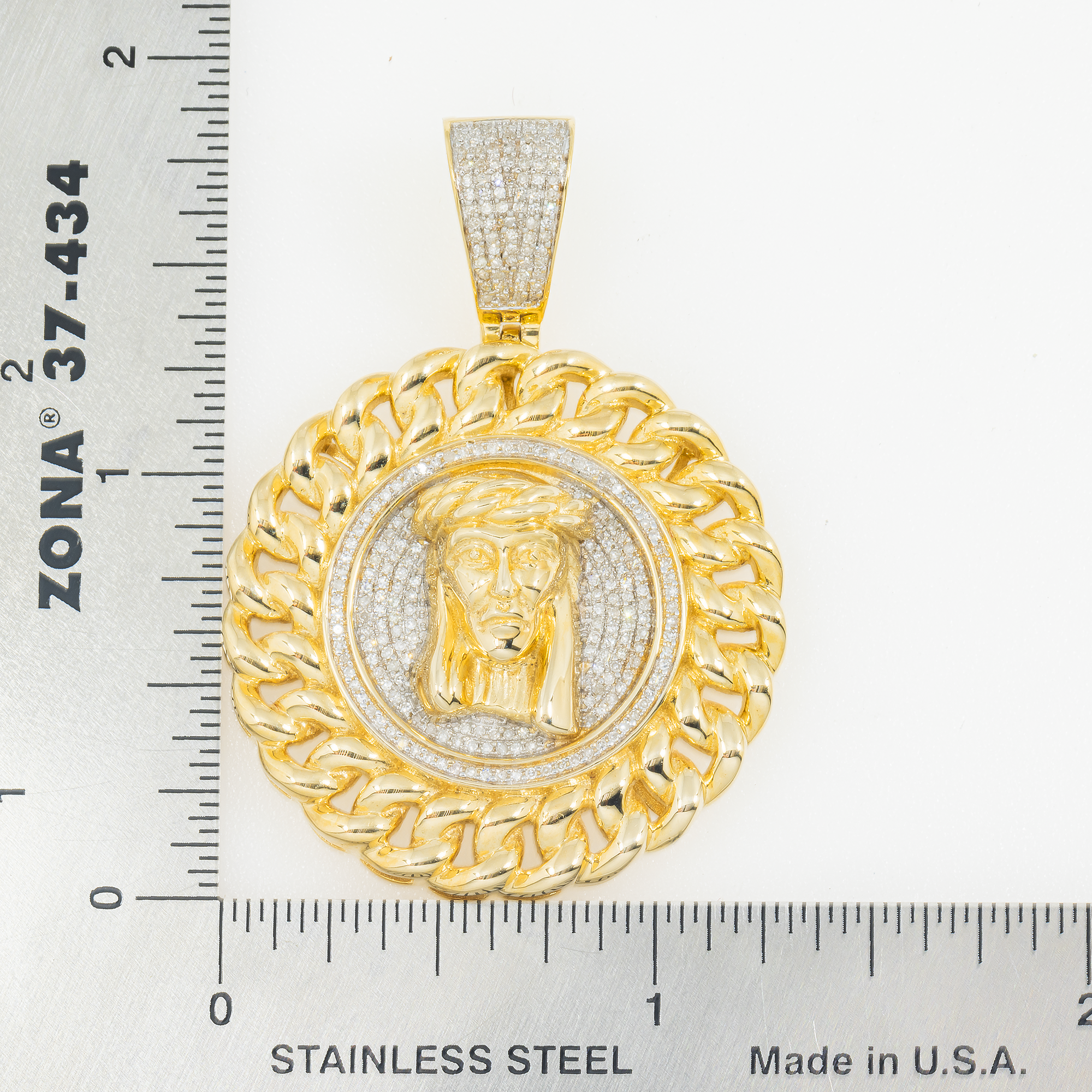 10K GOLD DIAMOND JESUS HEAD MEDALLION PENDANT 0.50 CT