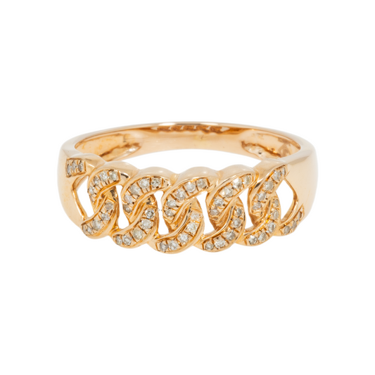 14K GOLD DIAMOND CUBAN LINK RING 0.28 CT