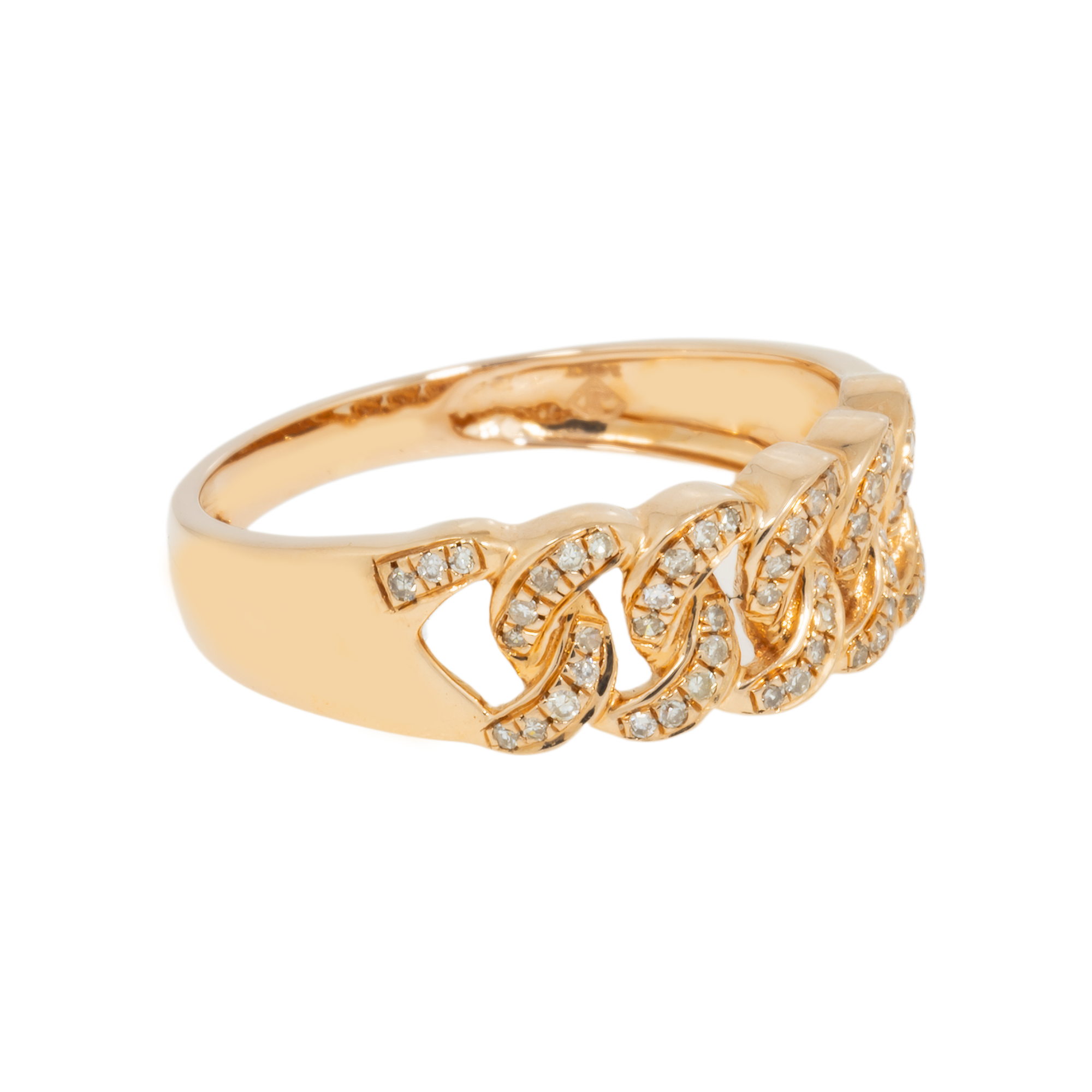 14K GOLD DIAMOND CUBAN LINK RING 0.28 CT