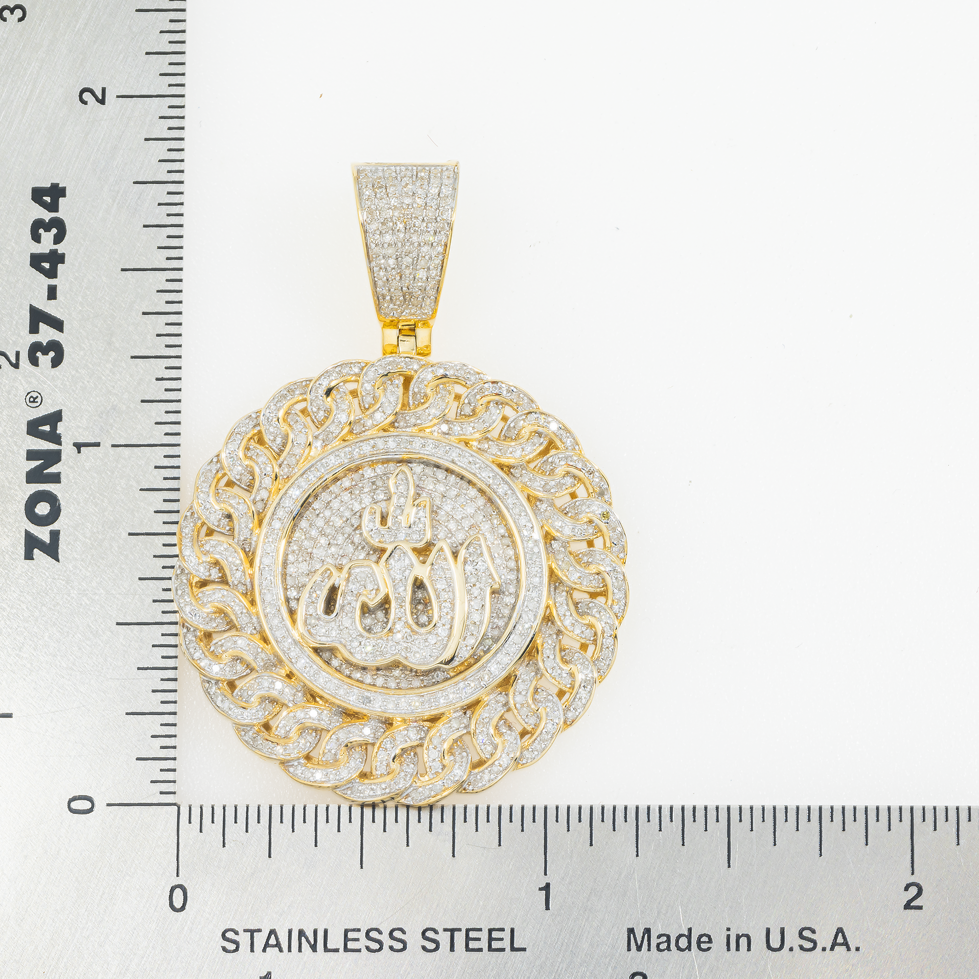 10K GOLD DIAMOND ALLAH MEDALLION PENDANT 1.25 CT