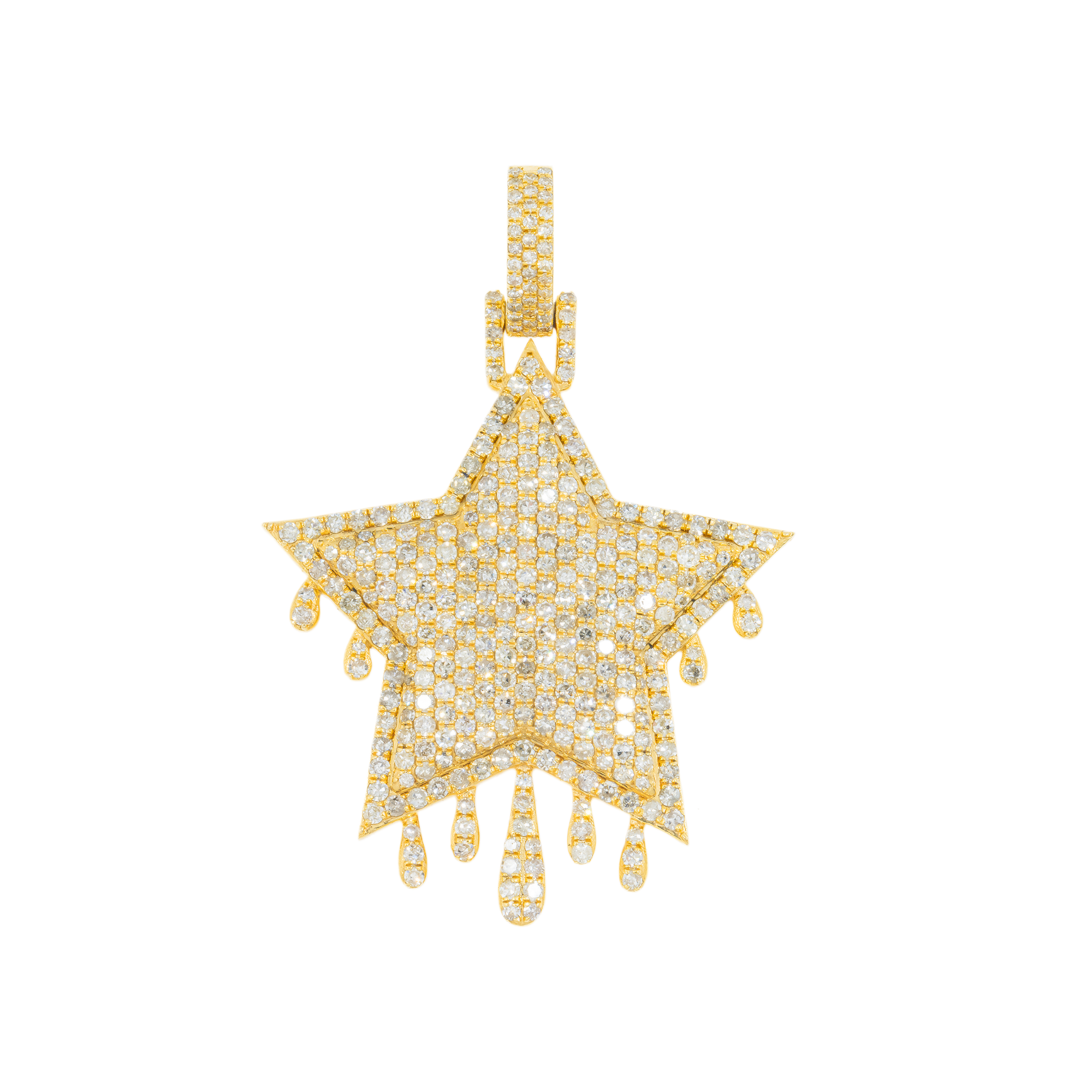 14K GOLD DIAMOND DRIPPING STAR PENDANT 3.35 CT