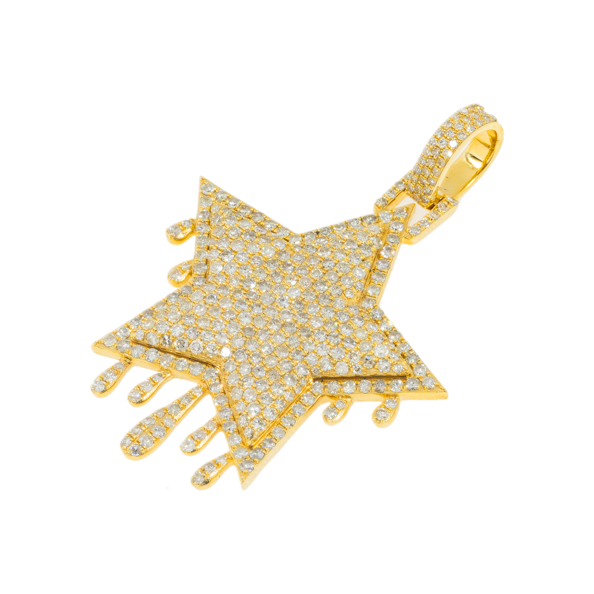 14K GOLD DIAMOND DRIPPING STAR PENDANT 3.35 CT