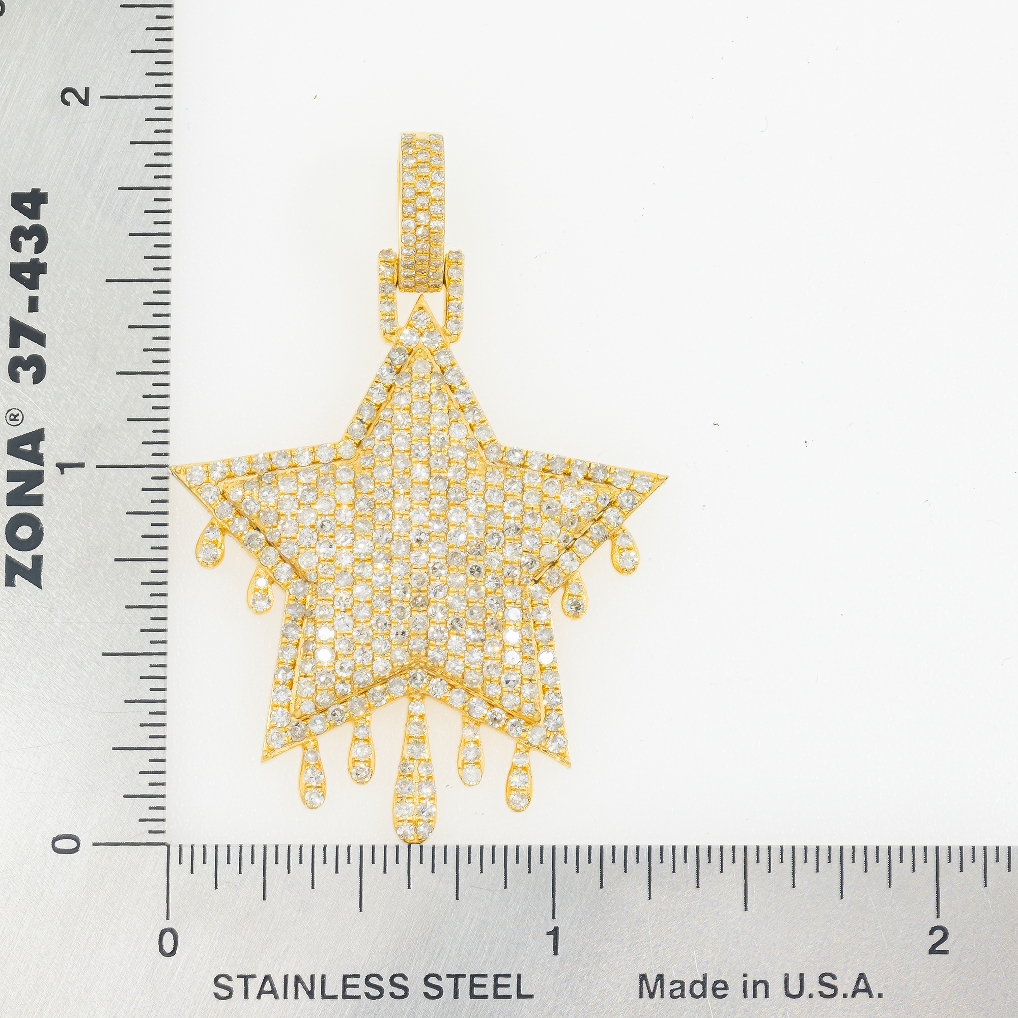 14K GOLD DIAMOND DRIPPING STAR PENDANT 3.35 CT