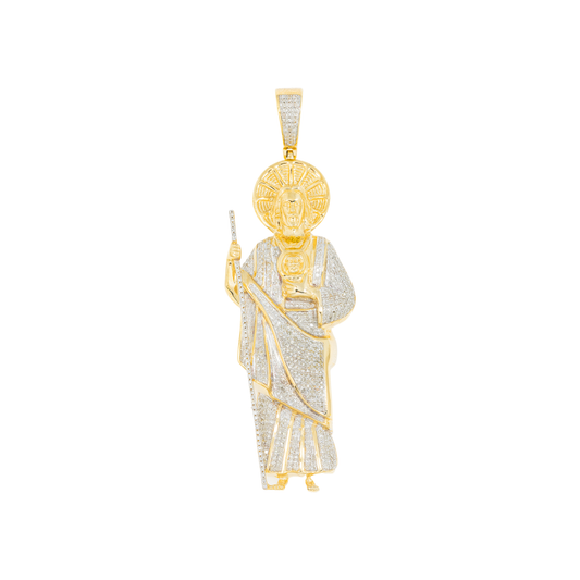 10K GOLD DIAMOND HALO ST. JUDE PENDANT 0.90 CT