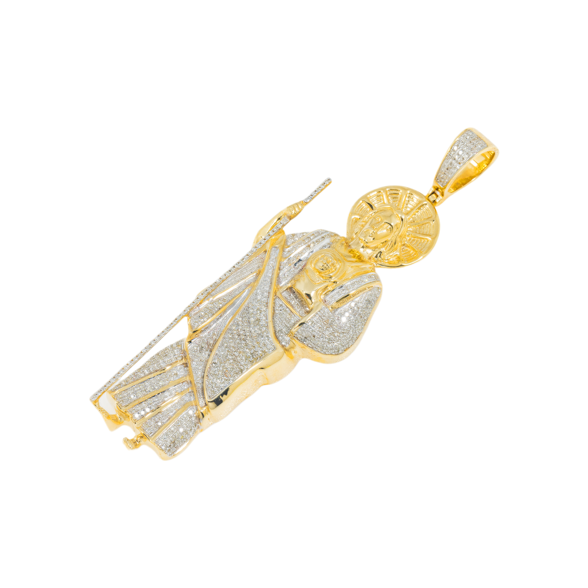 10K GOLD DIAMOND HALO ST. JUDE PENDANT 0.90 CT