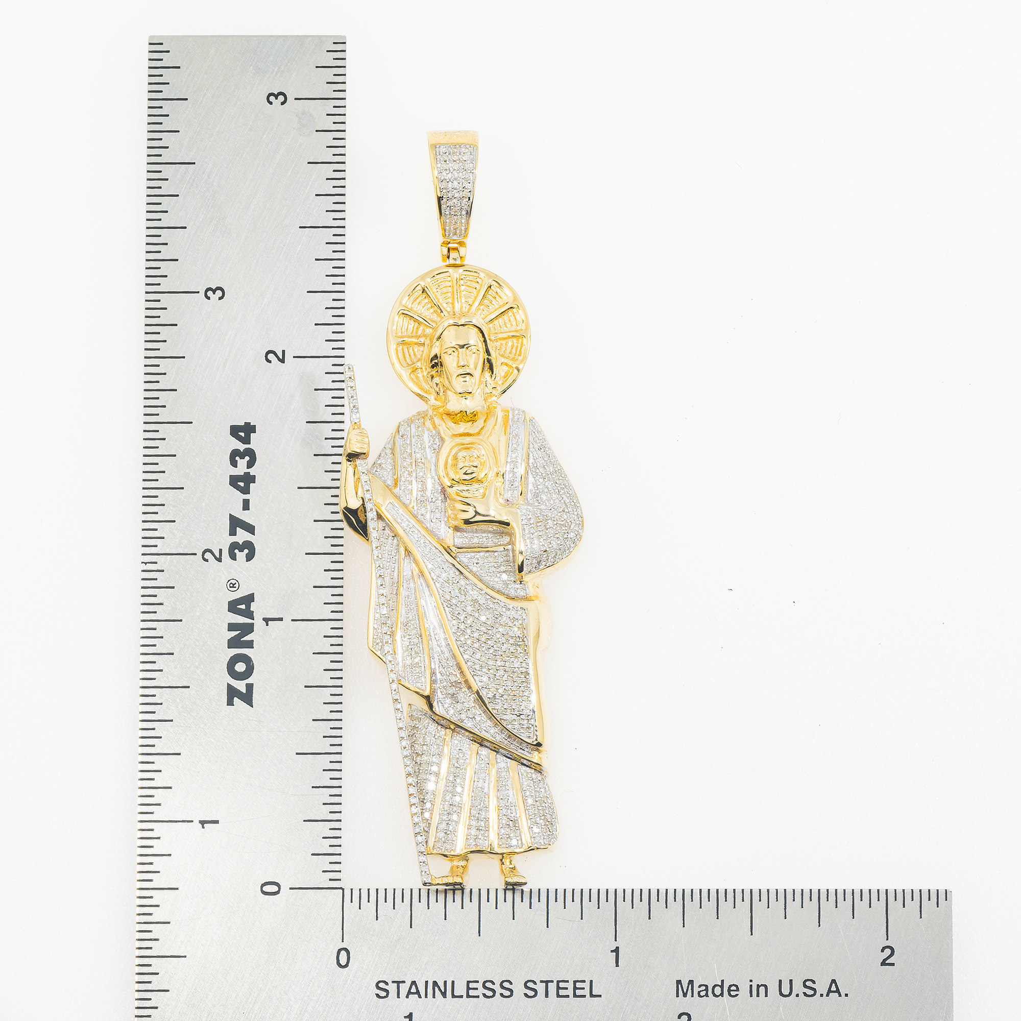 10K GOLD DIAMOND HALO ST. JUDE PENDANT 0.90 CT