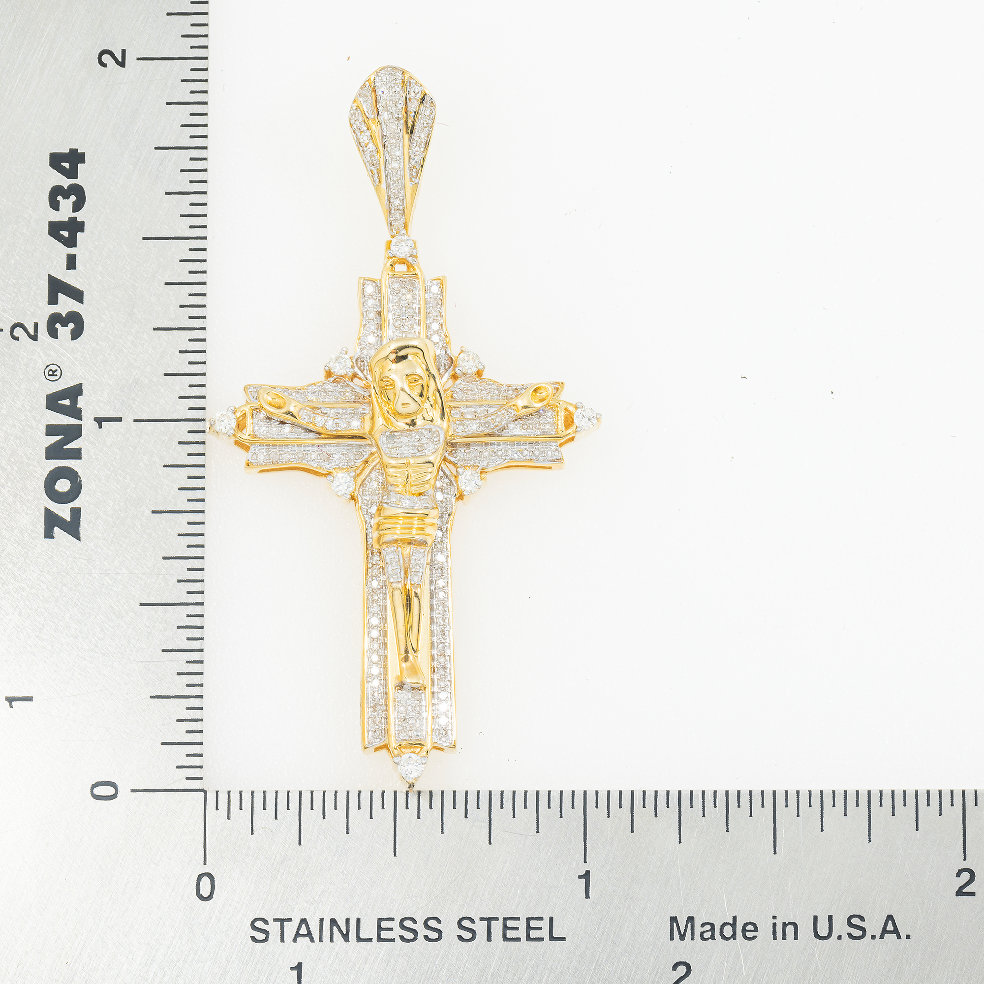 10K GOLD DIAMOND CRUCIFIX CROSS WITH JESUS PENDANT 0.50 CT