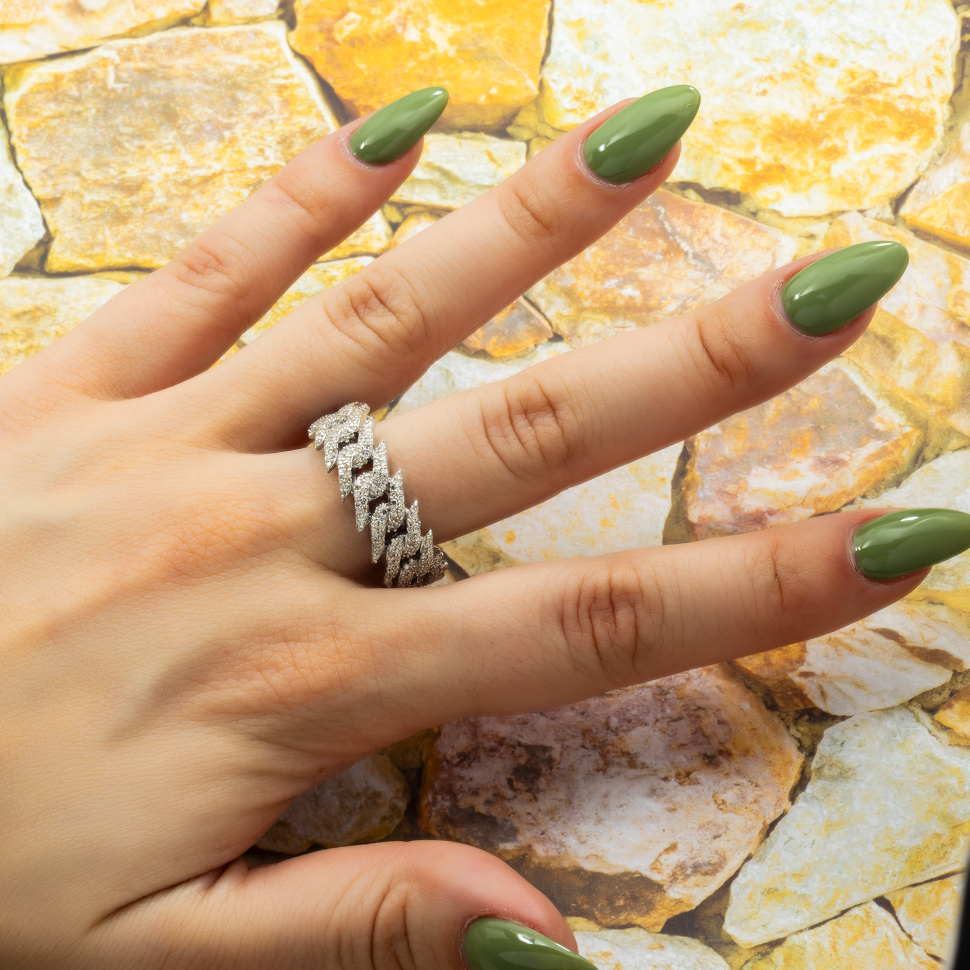 14K GOLD DIAMOND CUBAN LINK RING 1.95 CT