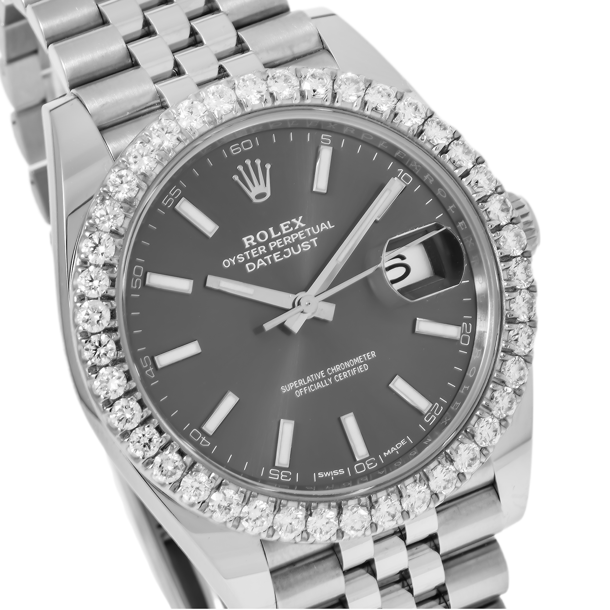 ROLEX DATEJUST 126300 41MM BLACK DIAL AND DIAMOND BEZEL WITH STAINLESS STEEL JUBILEE BRACELET