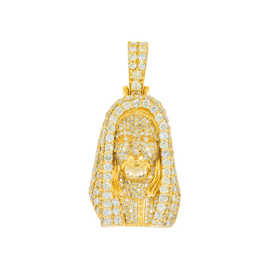 14K GOLD DIAMOND JESUS HEAD PENDANT 3.40 CT