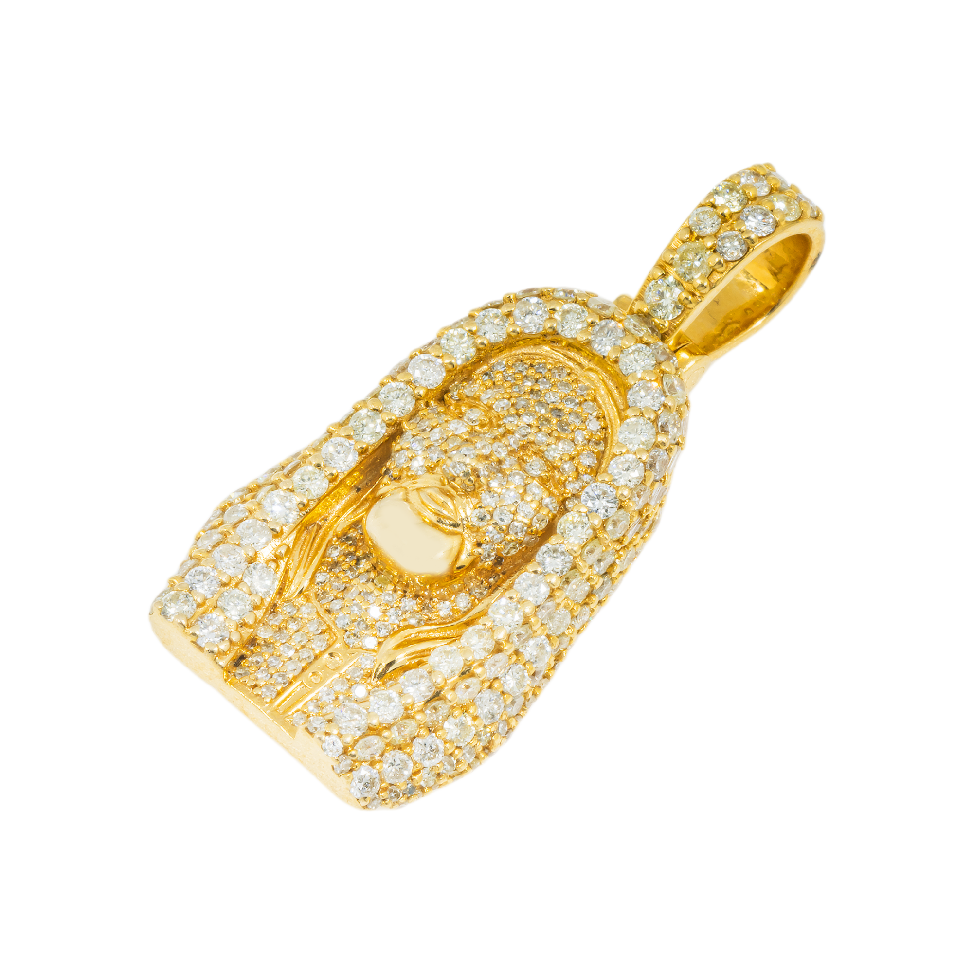14K GOLD DIAMOND JESUS HEAD PENDANT 3.40 CT