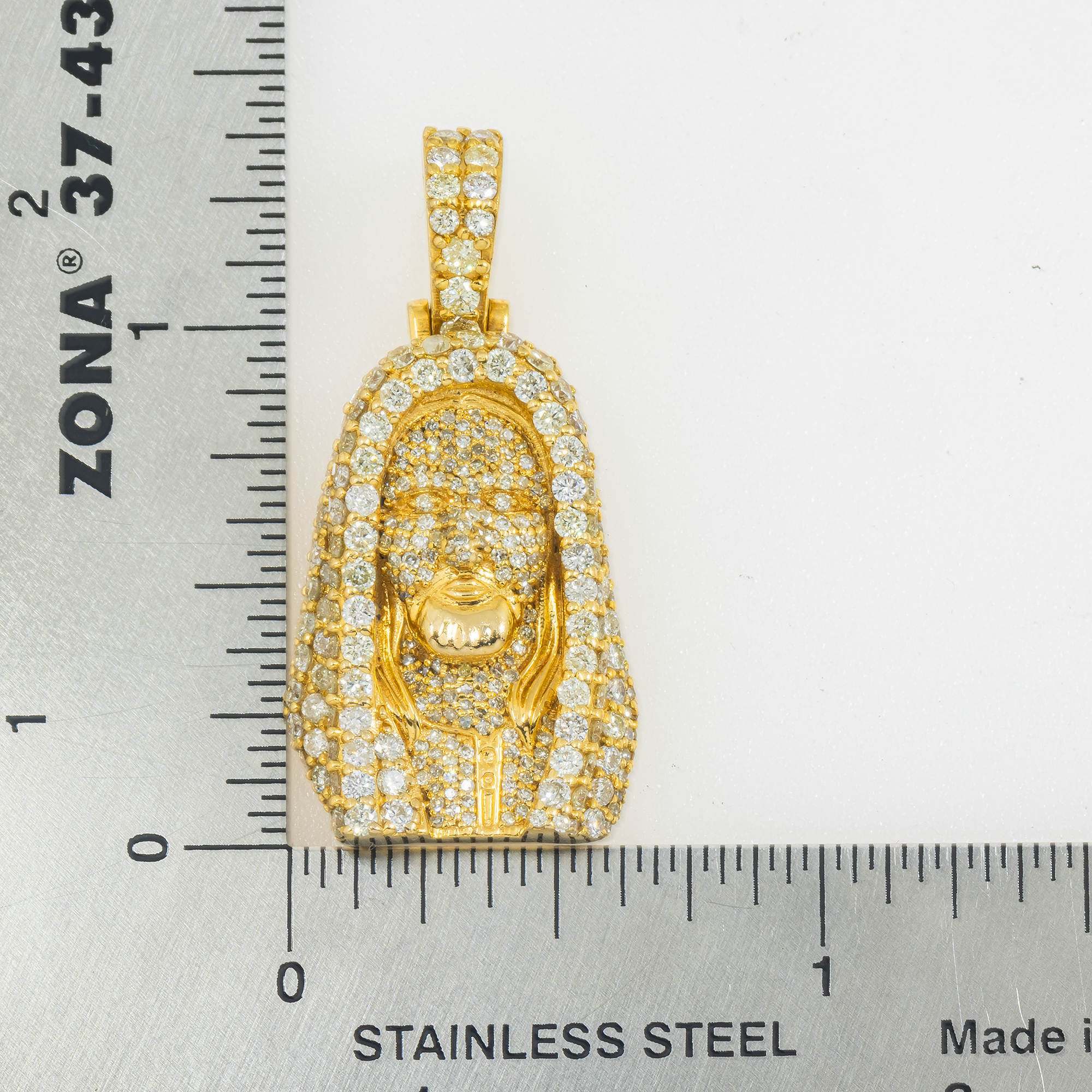 14K GOLD DIAMOND JESUS HEAD PENDANT 3.40 CT