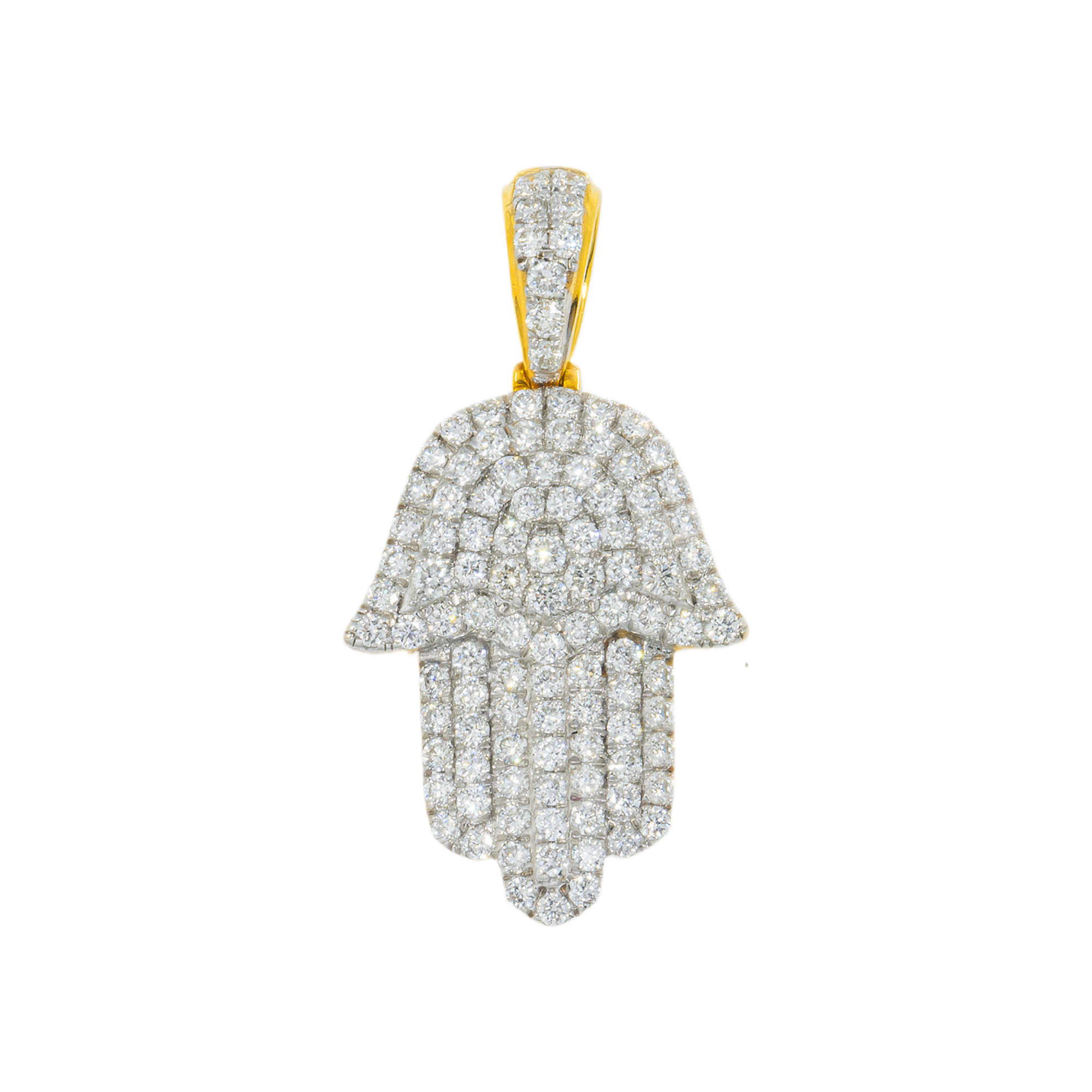 14K GOLD DIAMOND HAMSA PENDANT 0.75 CT