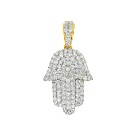 14K GOLD DIAMOND HAMSA PENDANT 0.75 CT