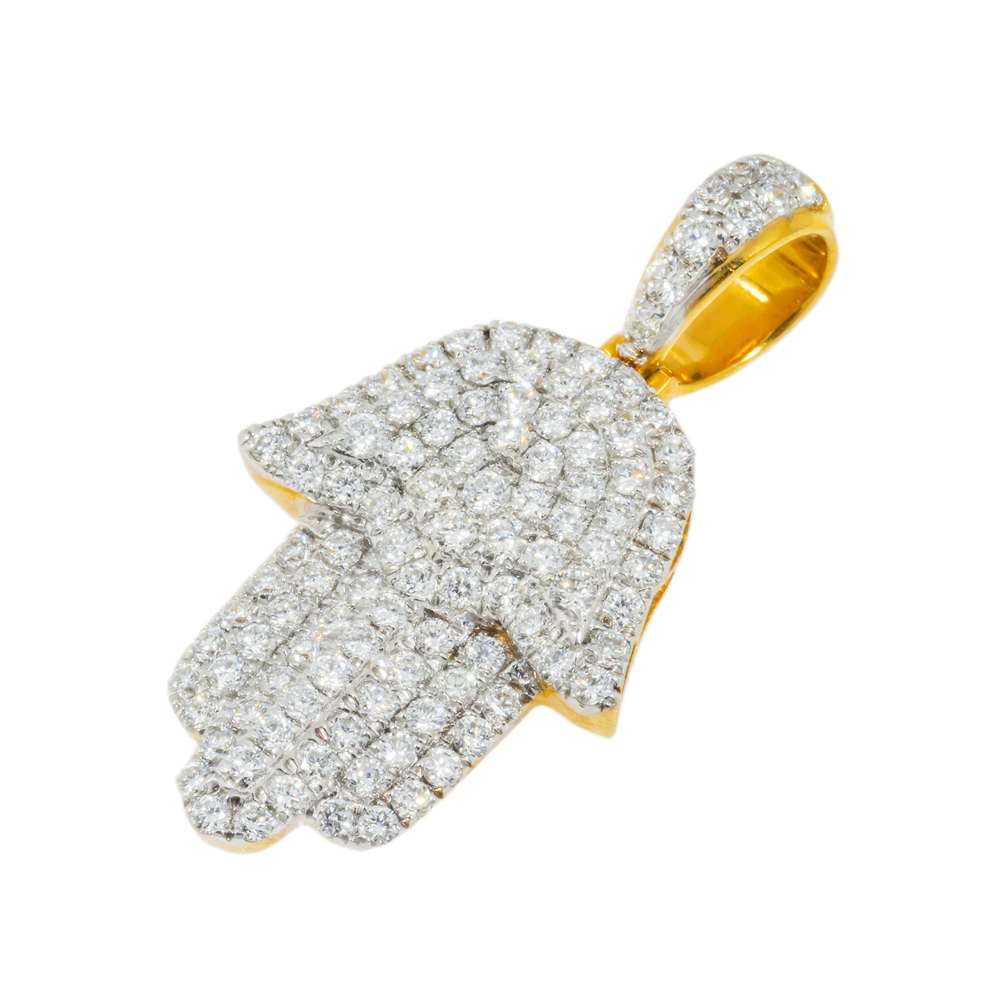 14K GOLD DIAMOND HAMSA PENDANT 0.75 CT
