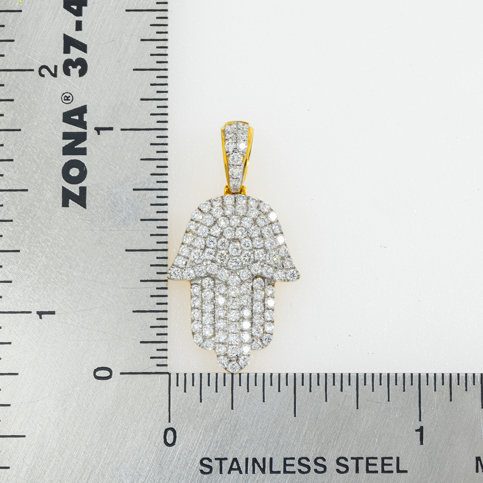 14K GOLD DIAMOND HAMSA PENDANT 0.75 CT