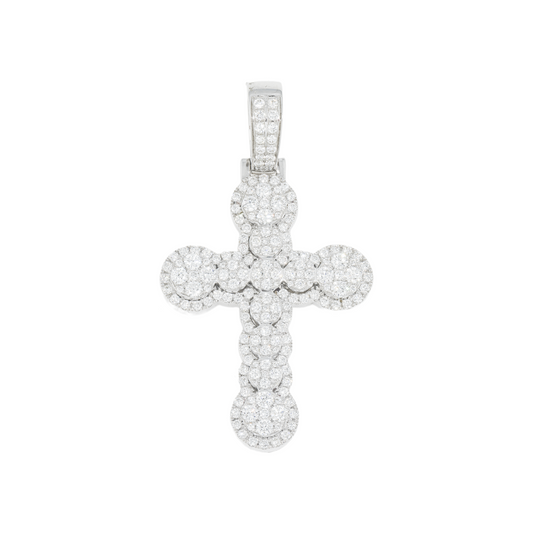 14K GOLD DIAMOND CLUSTER FLARED CROSS PENDANT 2.30 CT