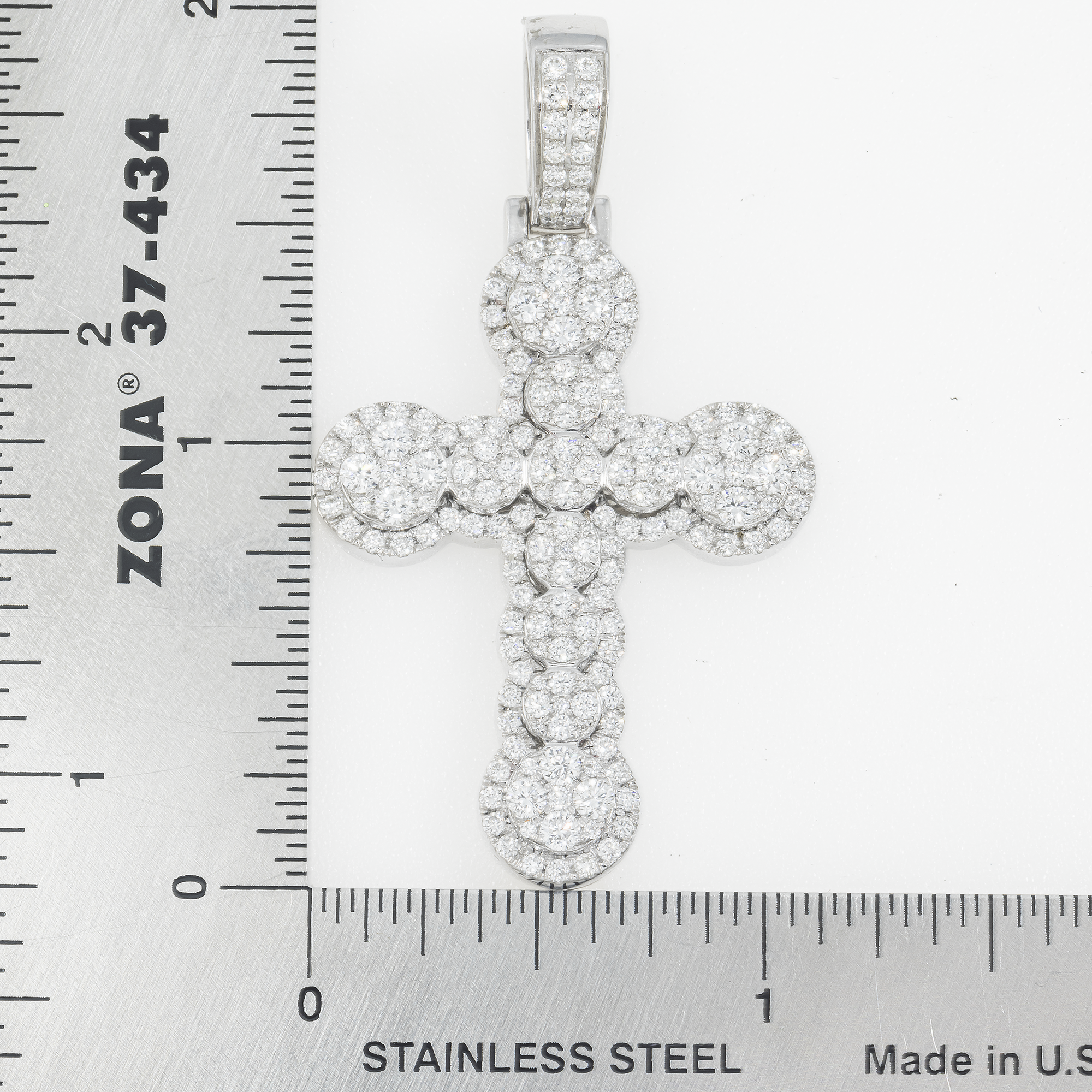 14K GOLD DIAMOND CLUSTER FLARED CROSS PENDANT 2.30 CT