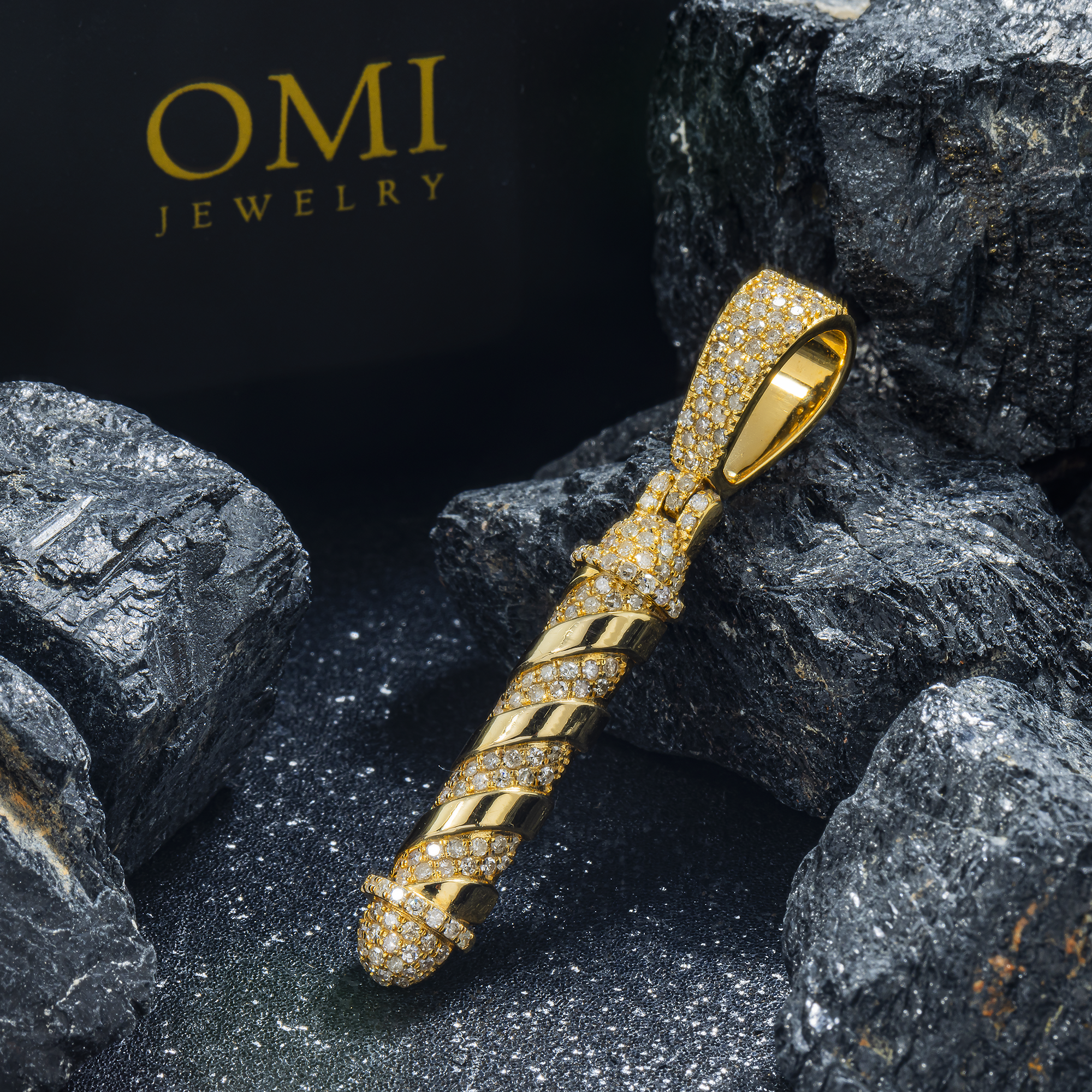 10K GOLD DIAMOND BARBER SHOP PENDANT 1.43 CT