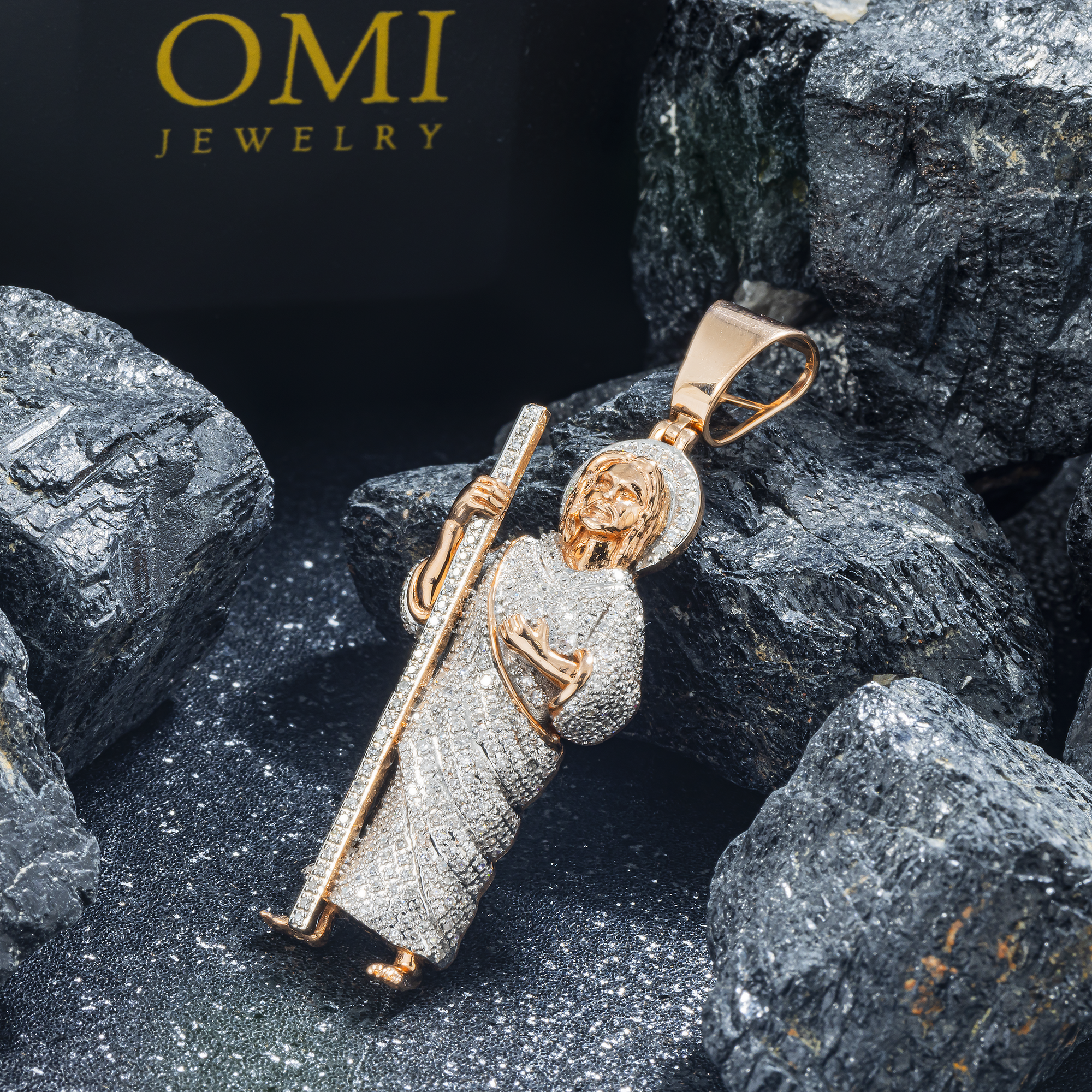 10K GOLD DIAMOND SAINT JUDE PENDANT 0.92 CT