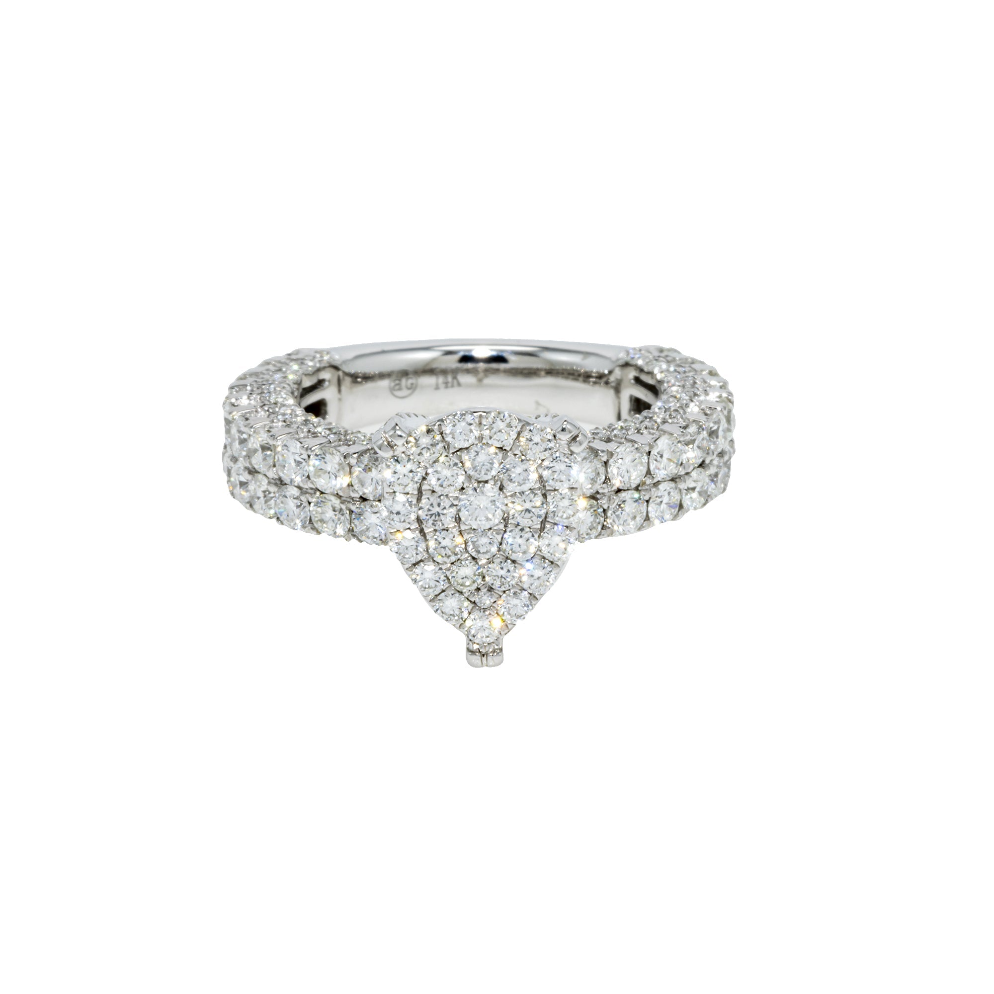 14K GOLD PEAR DIAMOND CLUSTER ENGAGEMENT RING 2.65 CTW