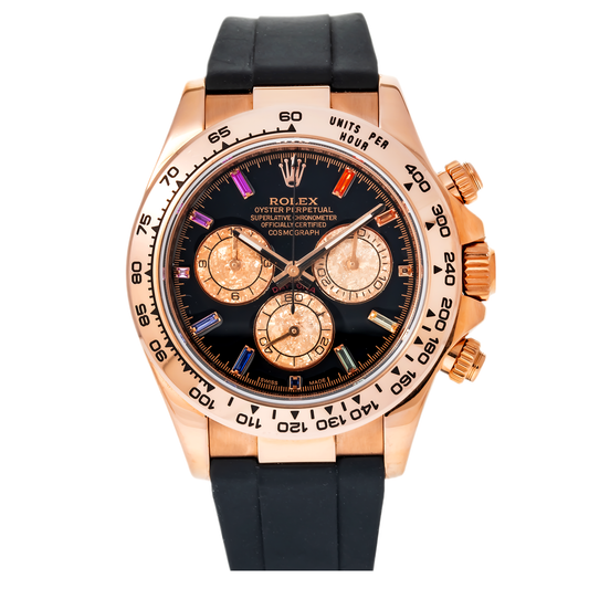 Rolex Daytona 116515LN 40MM Black Rainbow Diamond Dial With Black Oysterflex Bracelet