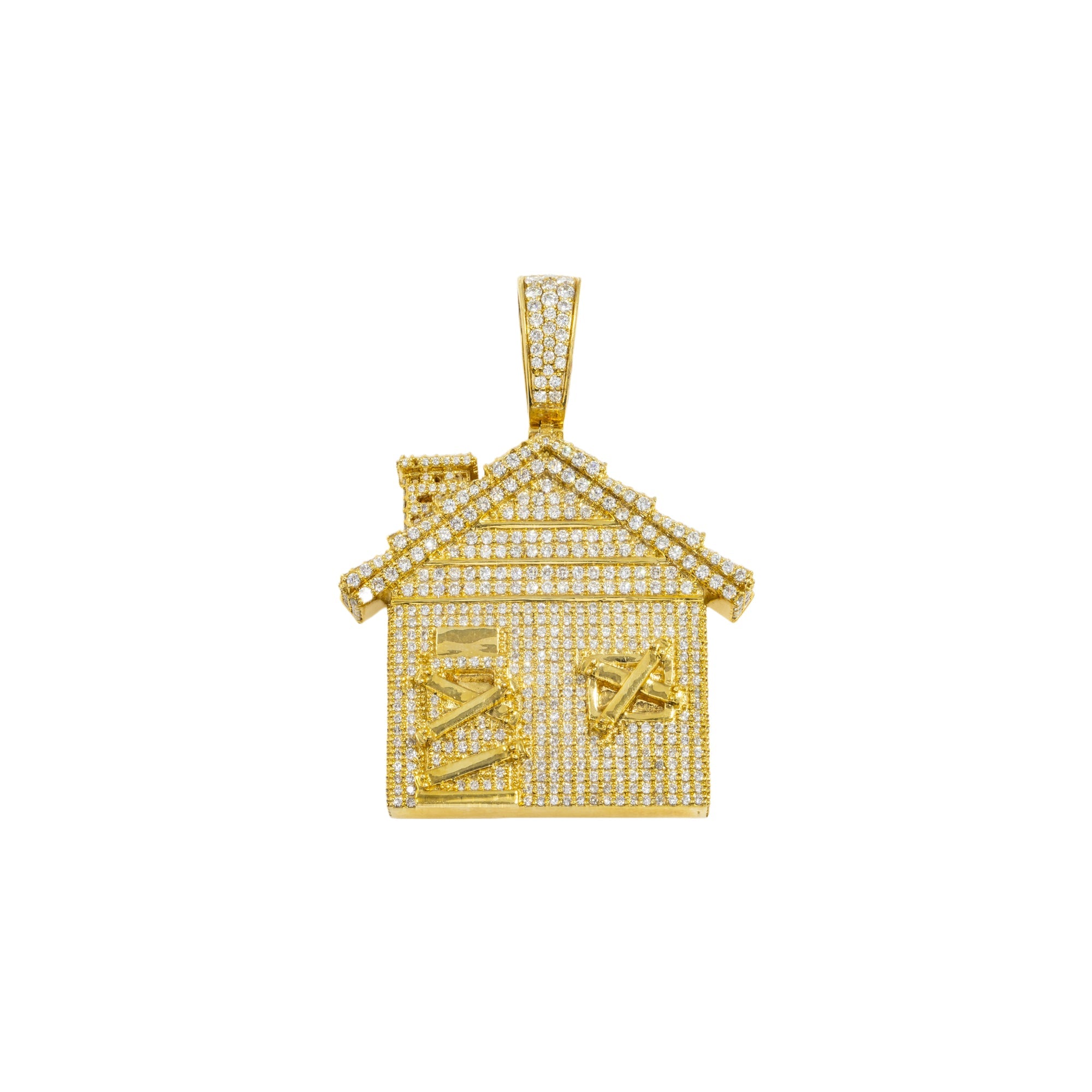 10K GOLD DIAMOND TRAP HOUSE PENDANT 3.75 CTW