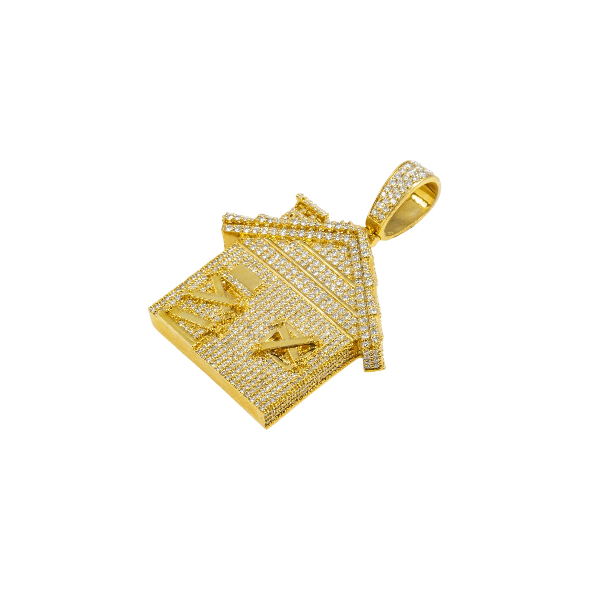 10K GOLD DIAMOND TRAP HOUSE PENDANT 3.75 CTW
