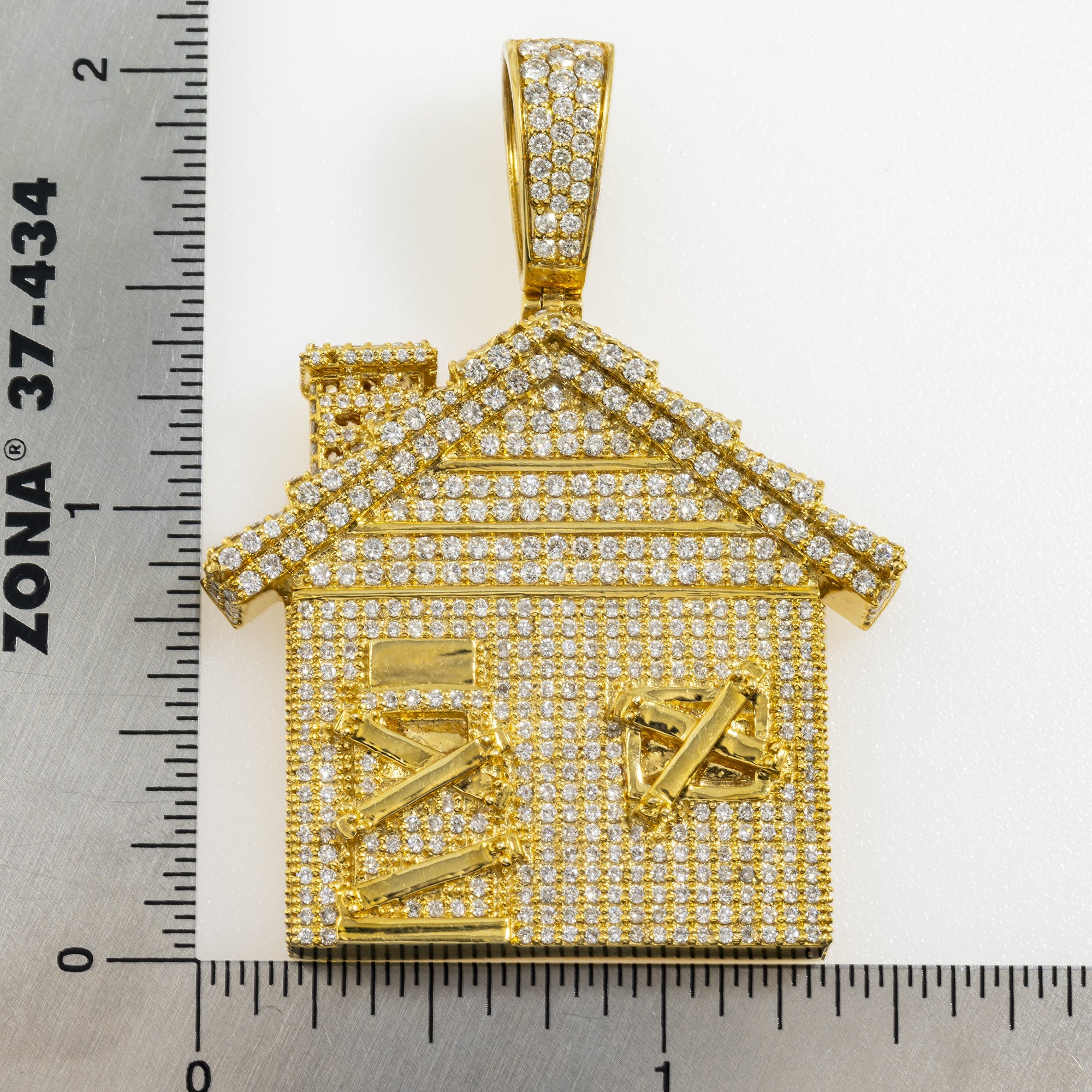 10K GOLD DIAMOND TRAP HOUSE PENDANT 3.75 CTW