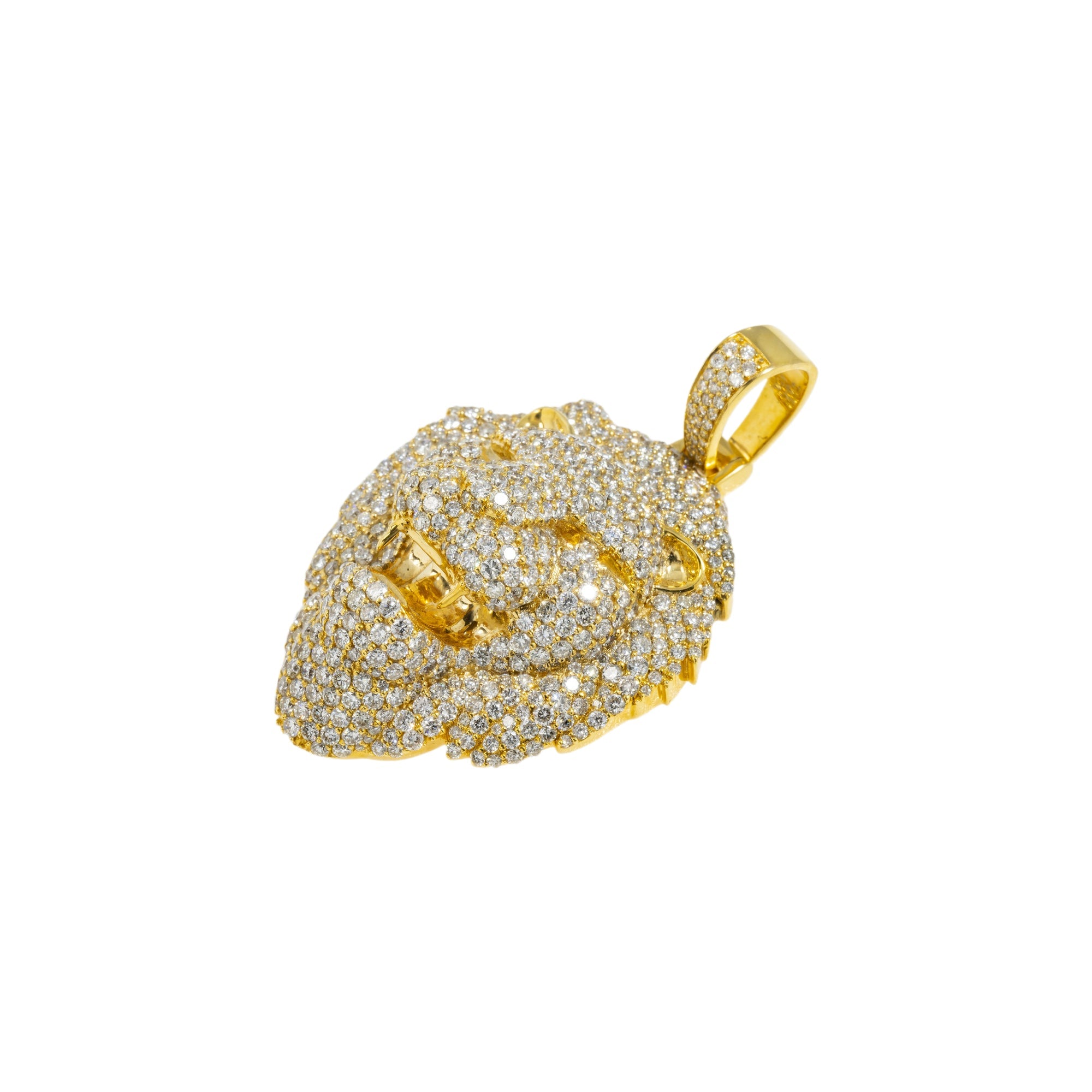 14K GOLD DIAMOND LION HEAD PENDANT 7.50 CTW
