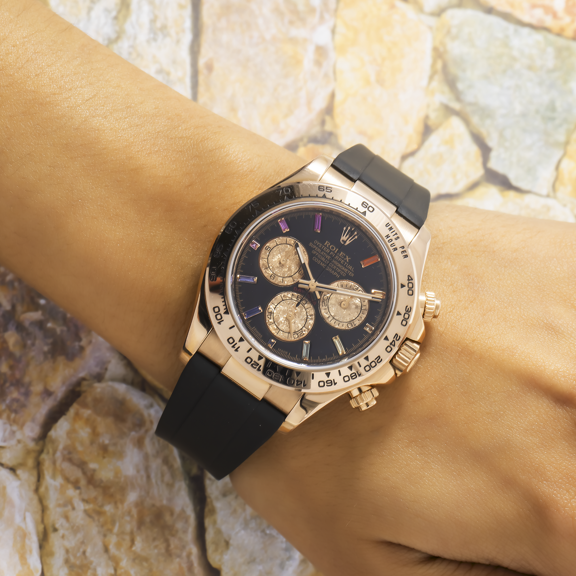 Rolex Daytona 116515LN 40MM Black Rainbow Diamond Dial With Black Oysterflex Bracelet