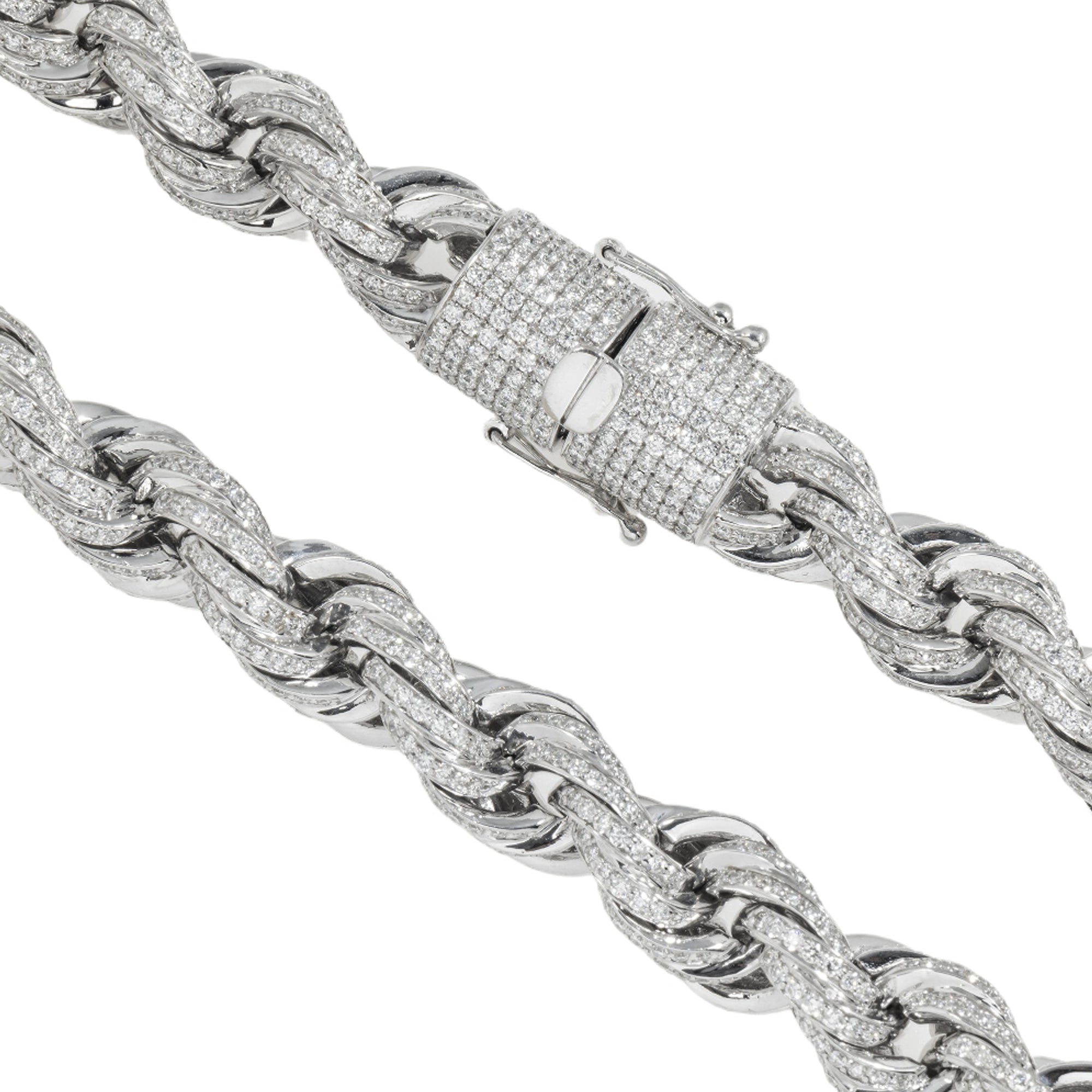 10K GOLD DIAMOND 10MM ROPE CHAIN 27.50 CTW