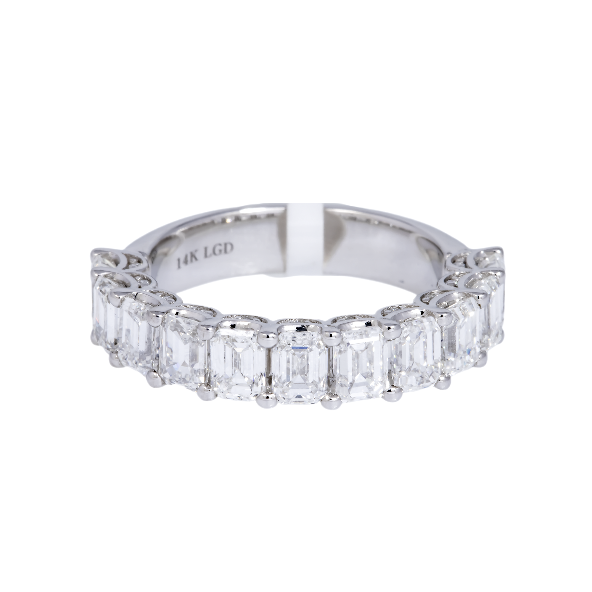 14K GOLD EMERALD LAB DIAMOND 11-STONE RING 3.46 CT