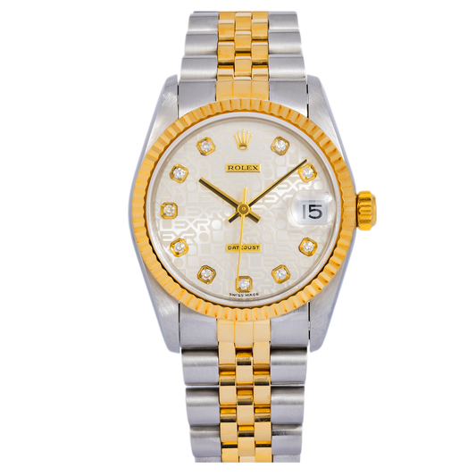 ROLEX LADY-DATEJUST 78273 31MM WHITE DIAMOND DIAL WITH TWO TONE JUBILEE BRACELET.