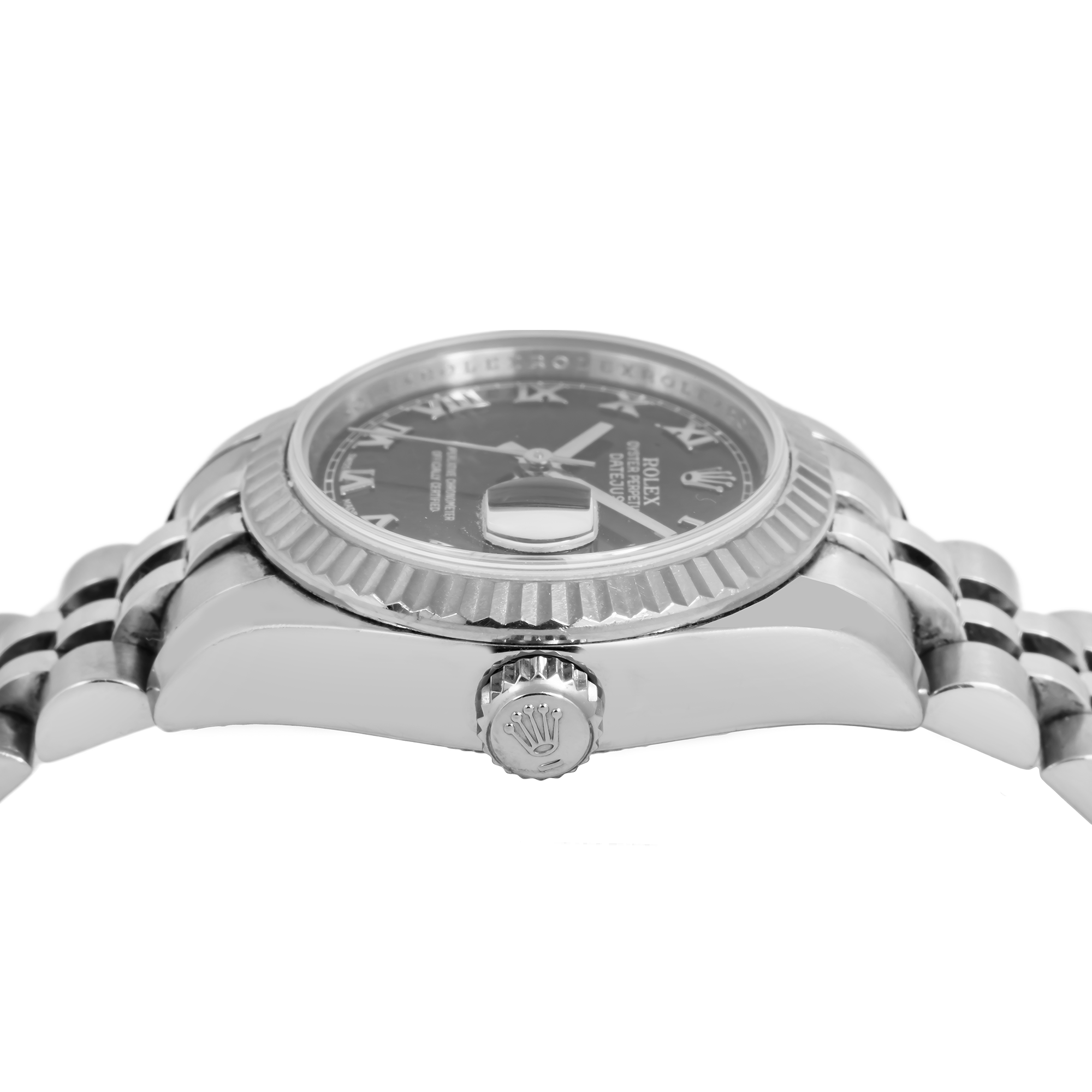 ROLEX DATEJUST 179174 26MM BLACK ROMAN NUMERAL DIAL WITH STAINLESS STEEL JUBILEE BRACELET